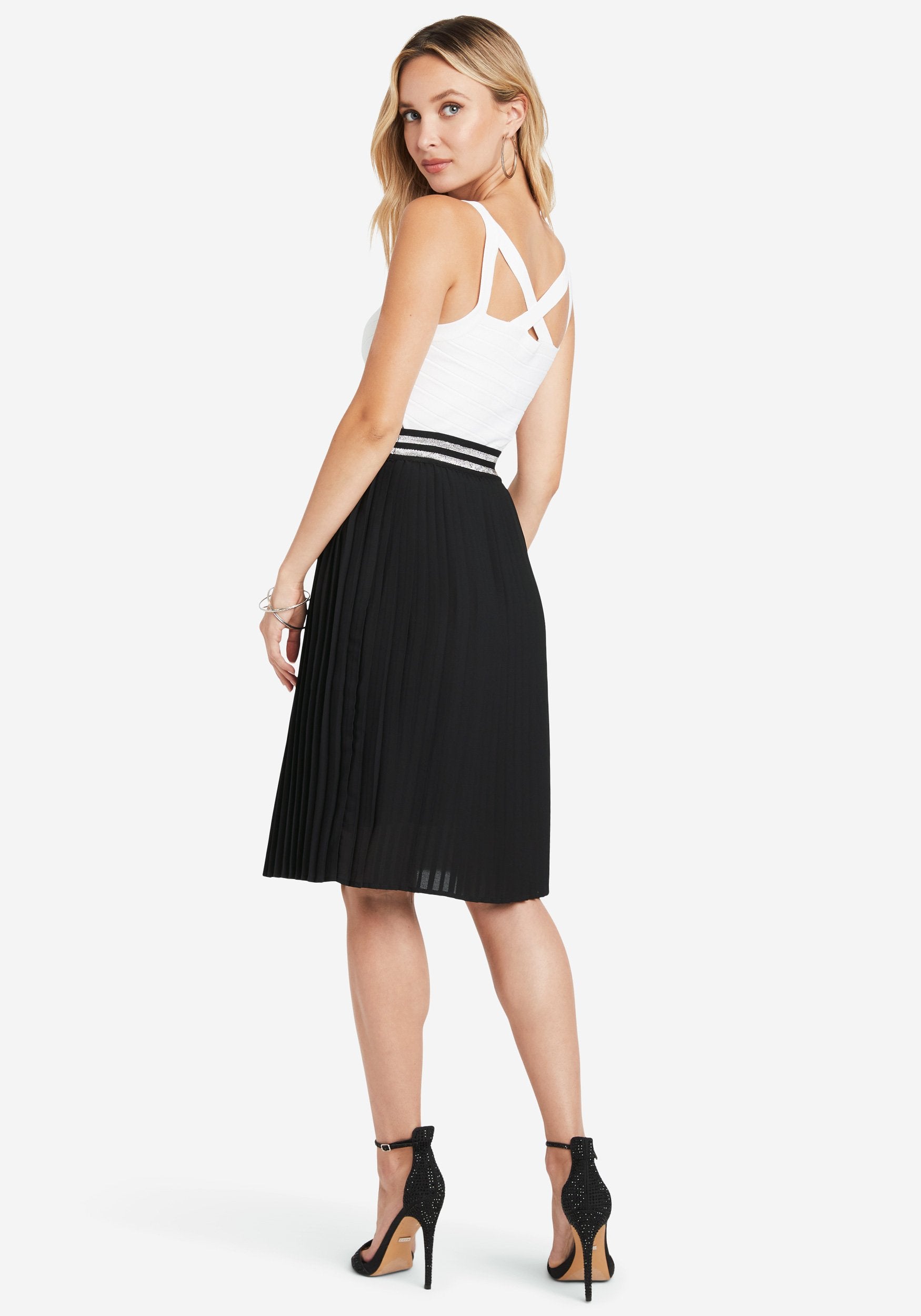 Pleated Chiffon Midi Skirt