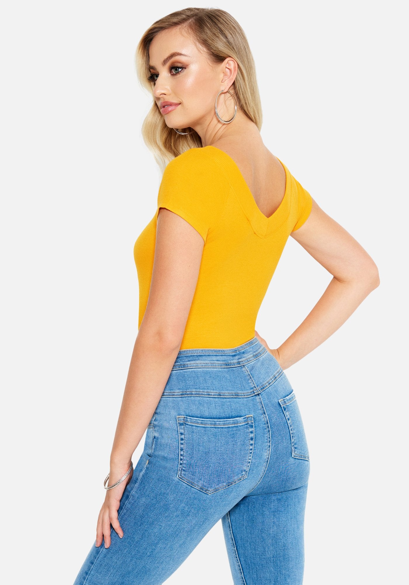 Crystal Logo Double V-Neck Short Sleeve Tee