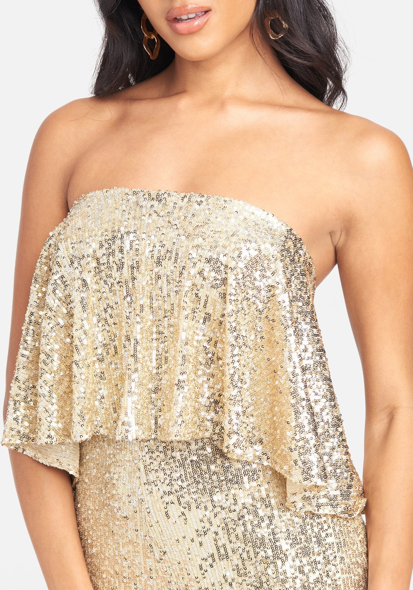Strapless Sequin Overlay Jumpsuit