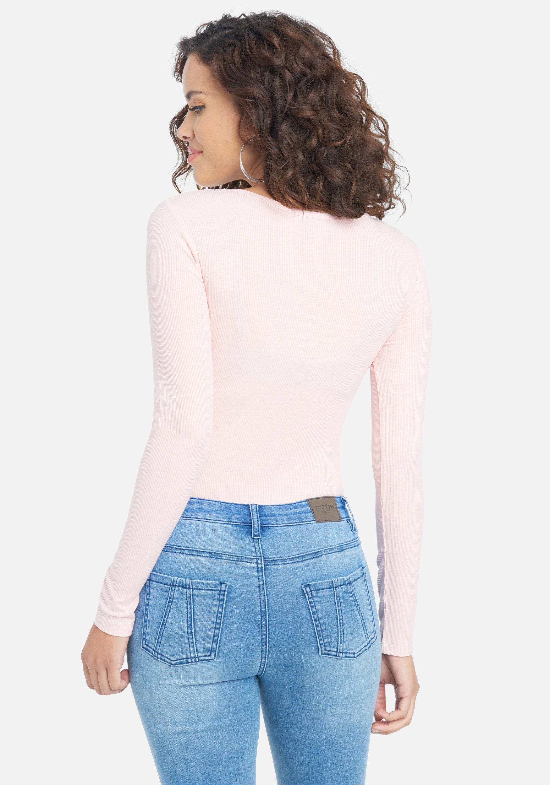 Crystal Logo V-Neck Long Sleeve Tee