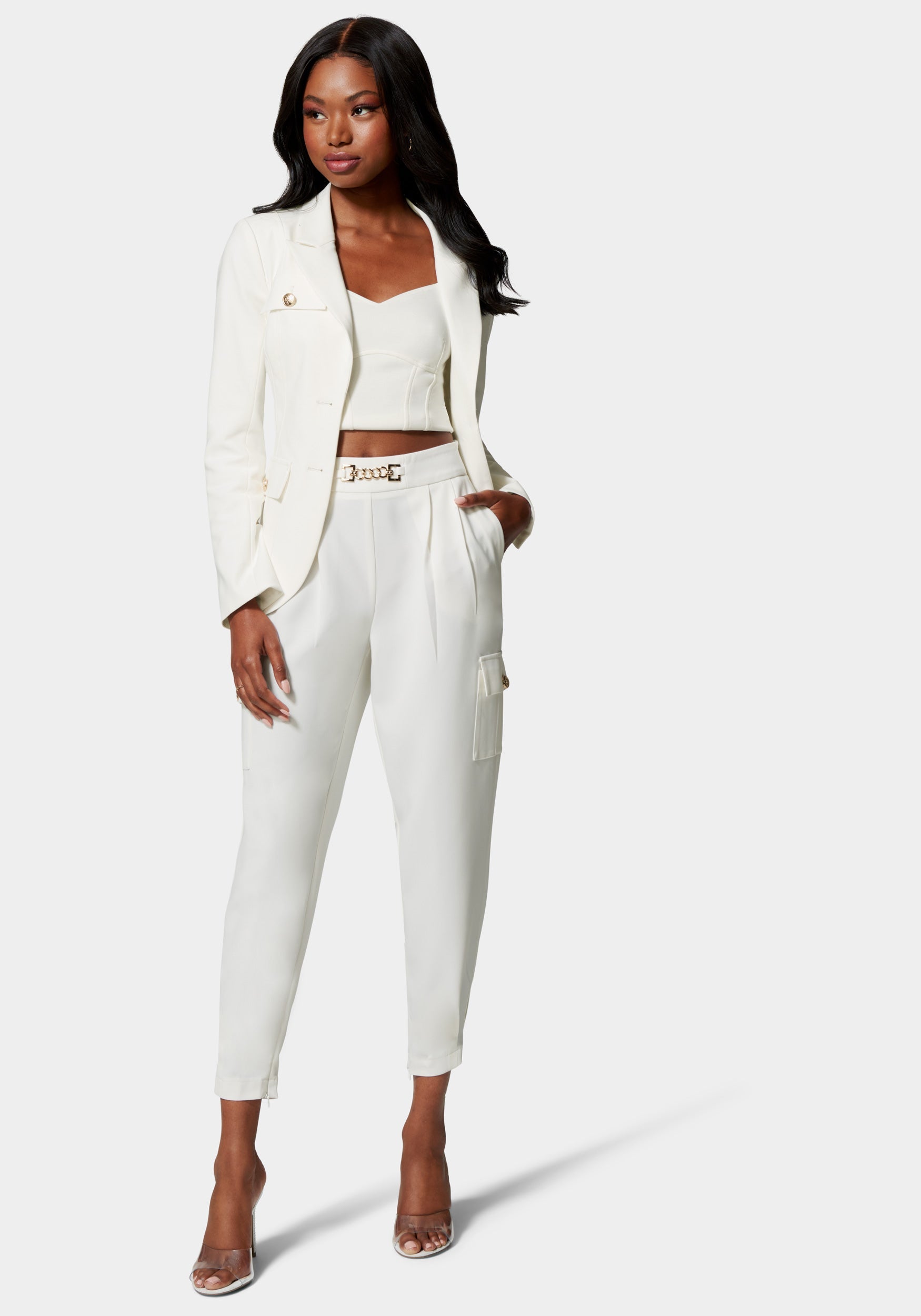 Belt Detail Jogger Style Crepe Pant