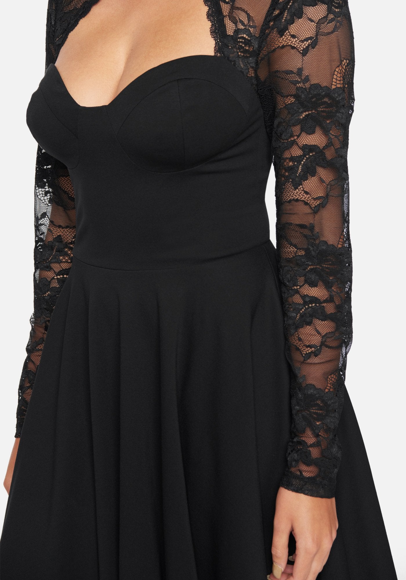 Long Sleeve Lace Flare Dress