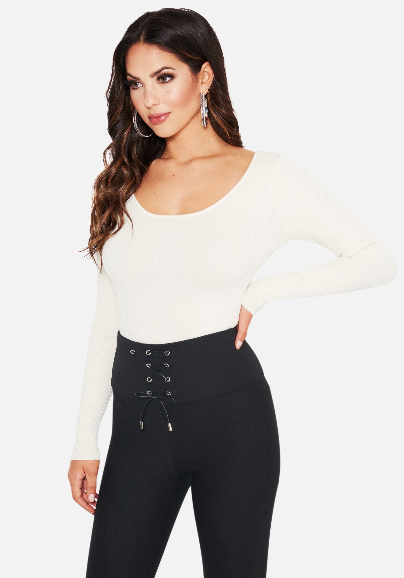 Long Sleeve Twist Front Crop Sweater (Wear Two Ways)
