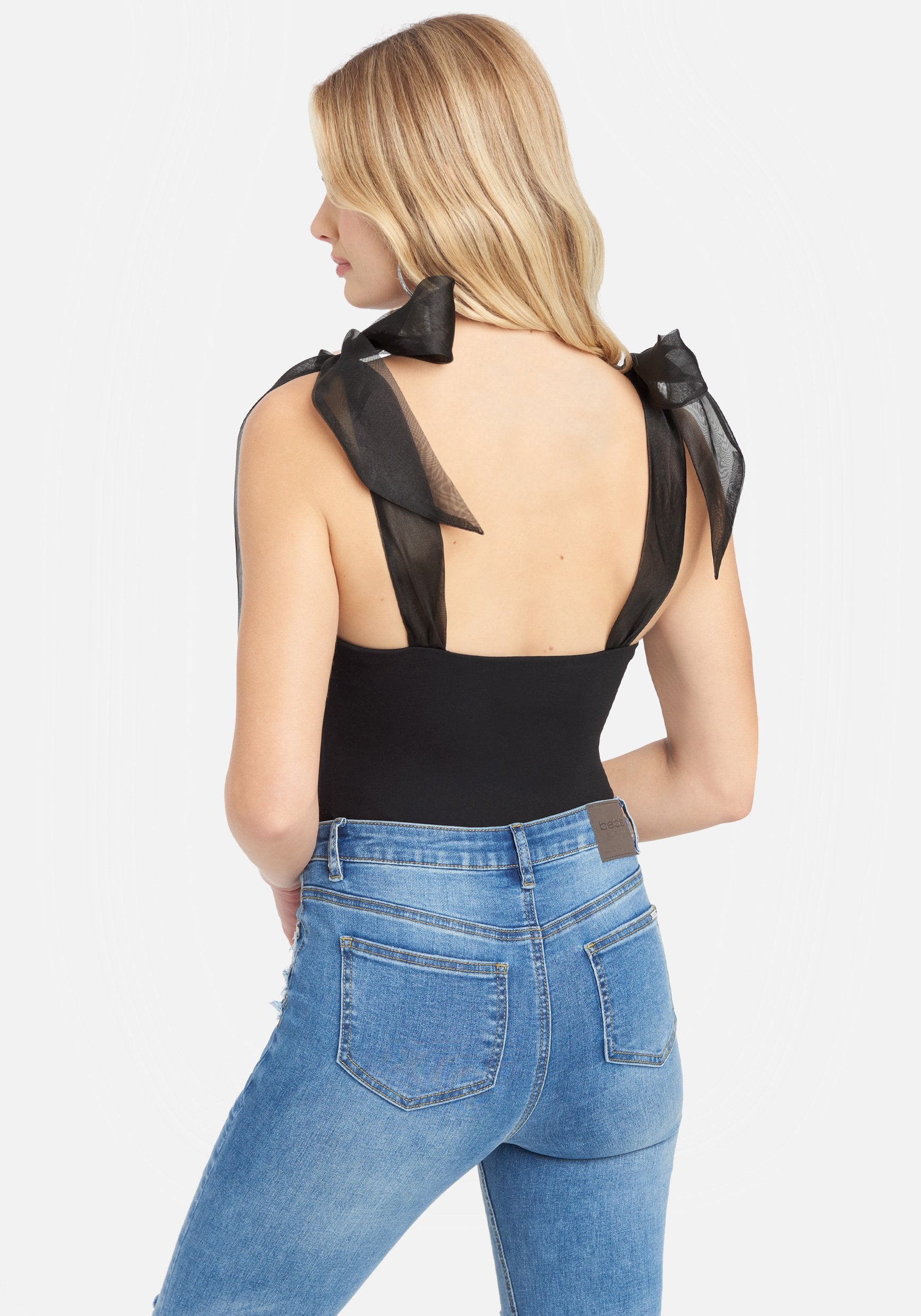 Chiffon Tie Detail Knit Top