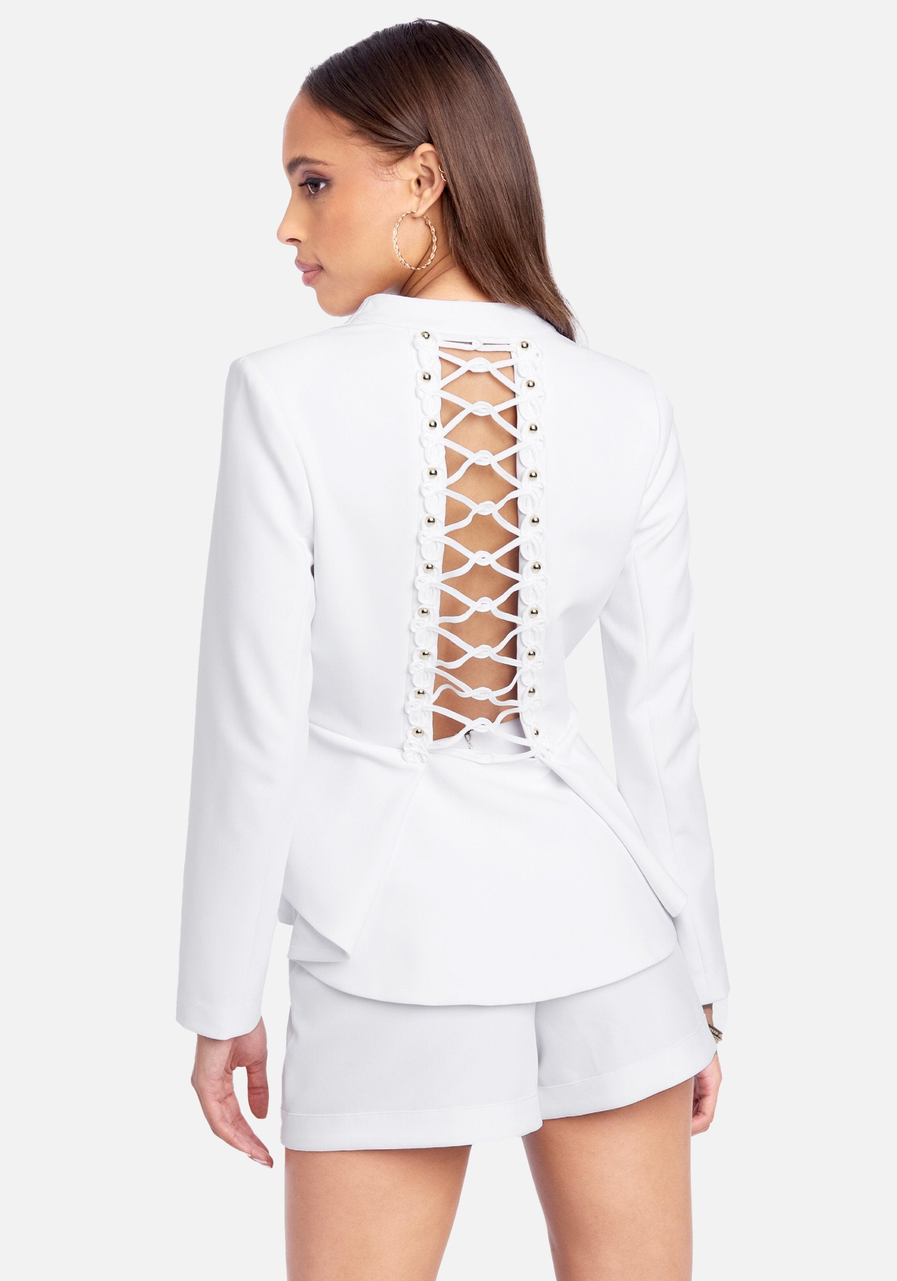 Stretch Twill Lace Up Back Detail Jacket