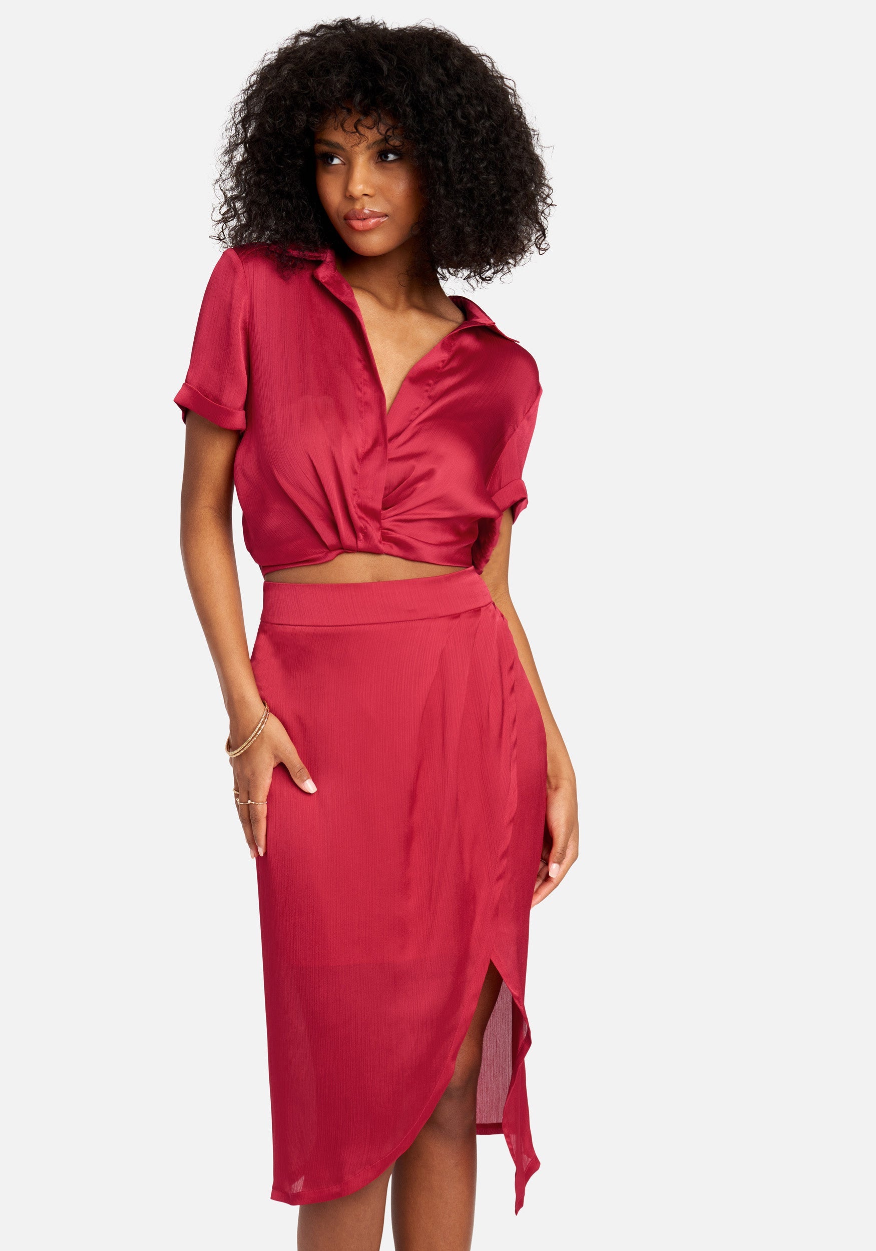 Yoryu Cross Front Johnny Collar Blouse