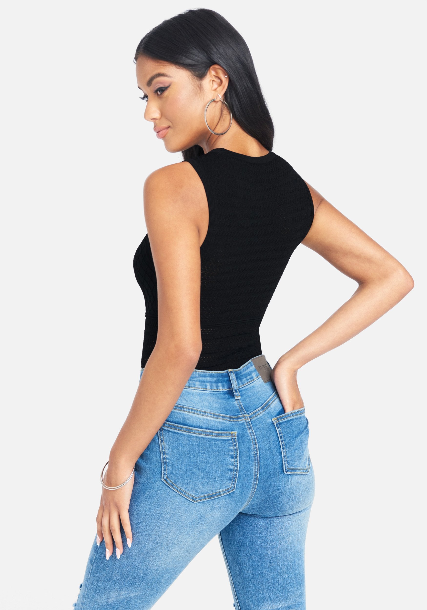 Pointelle Sleeveless Knit Top