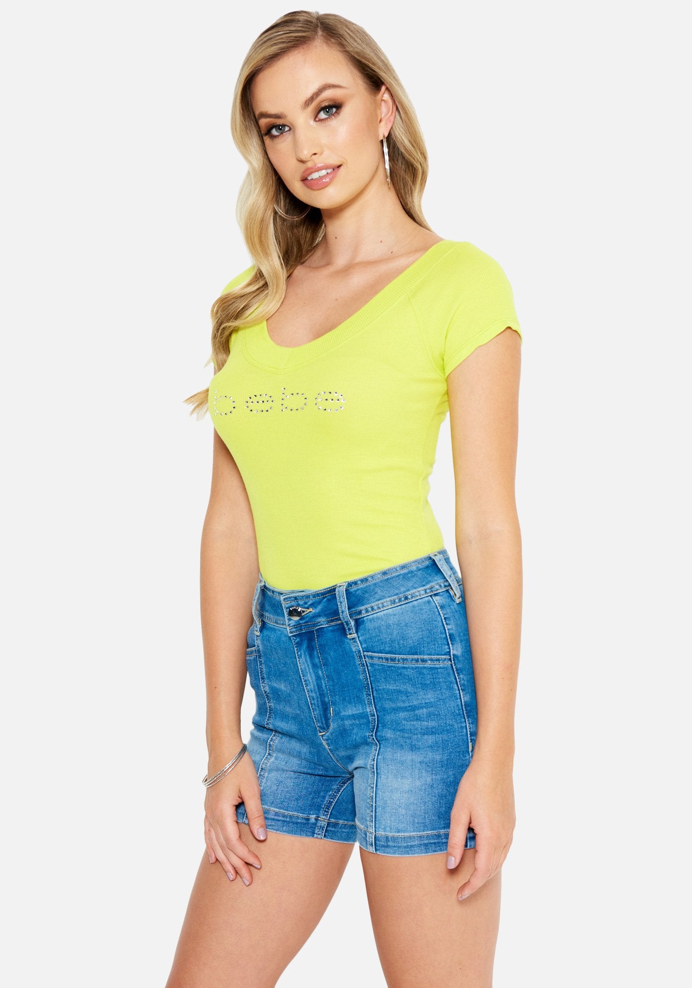 Crystal Logo Double V-Neck Short Sleeve Tee