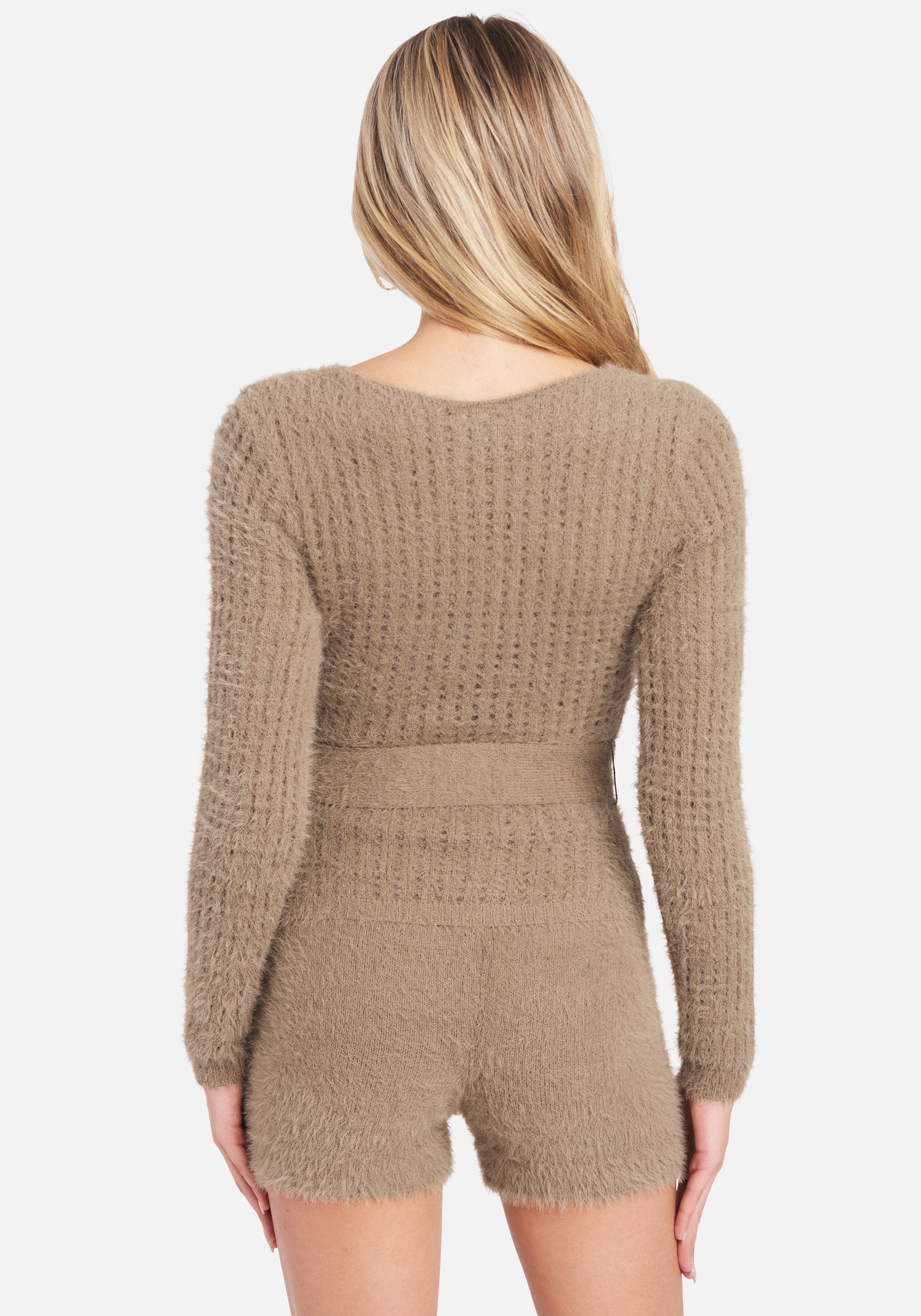 Soft Yarn Open Knit Surplice Sweater Top