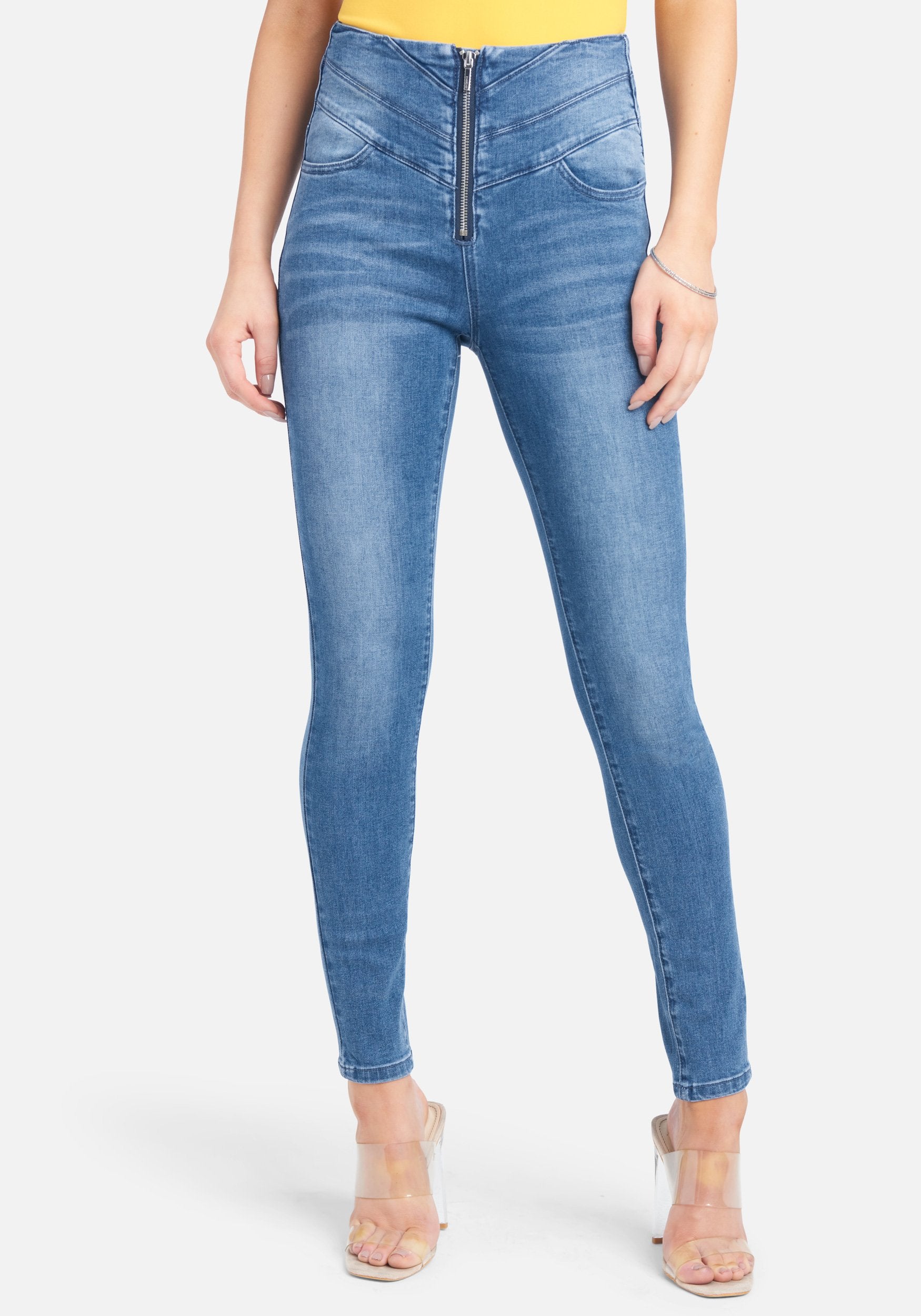 Zipper Fly High Waist Skinny Jeans