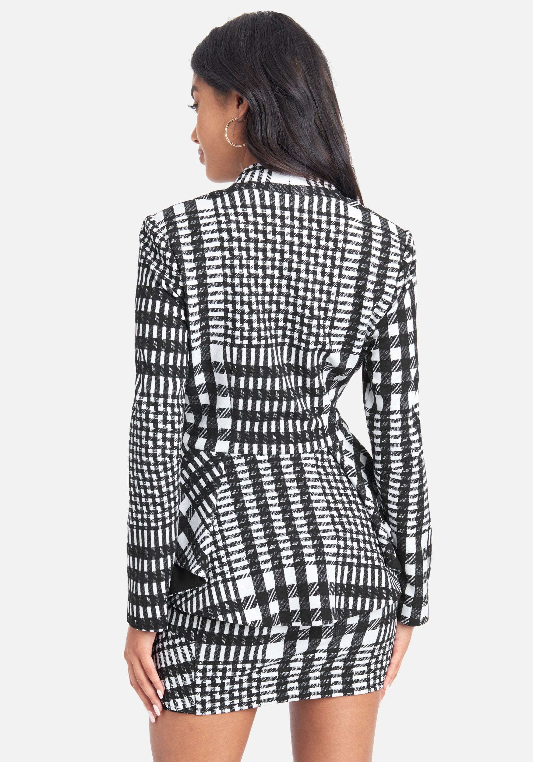 Printed Peplum Blazer Jacket