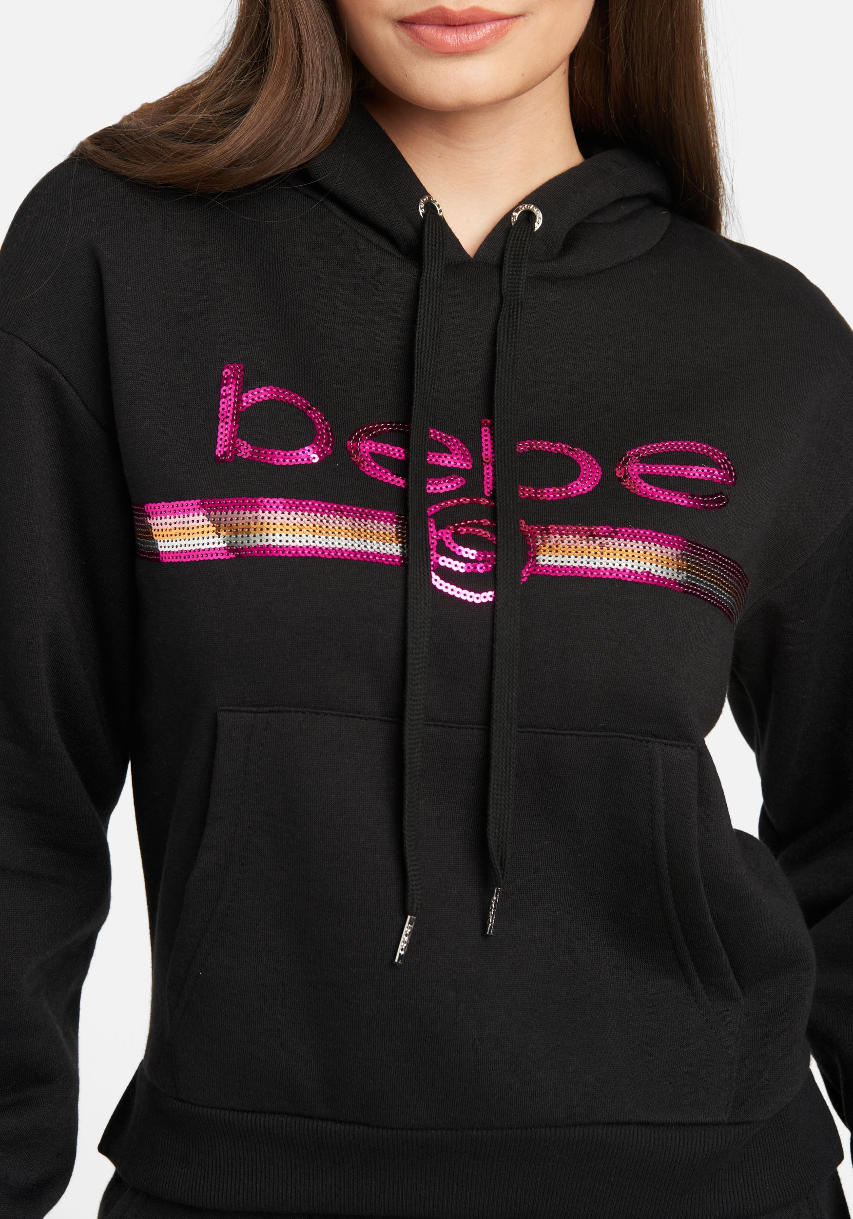 Bebe Sport Sequin Stripe Pullover