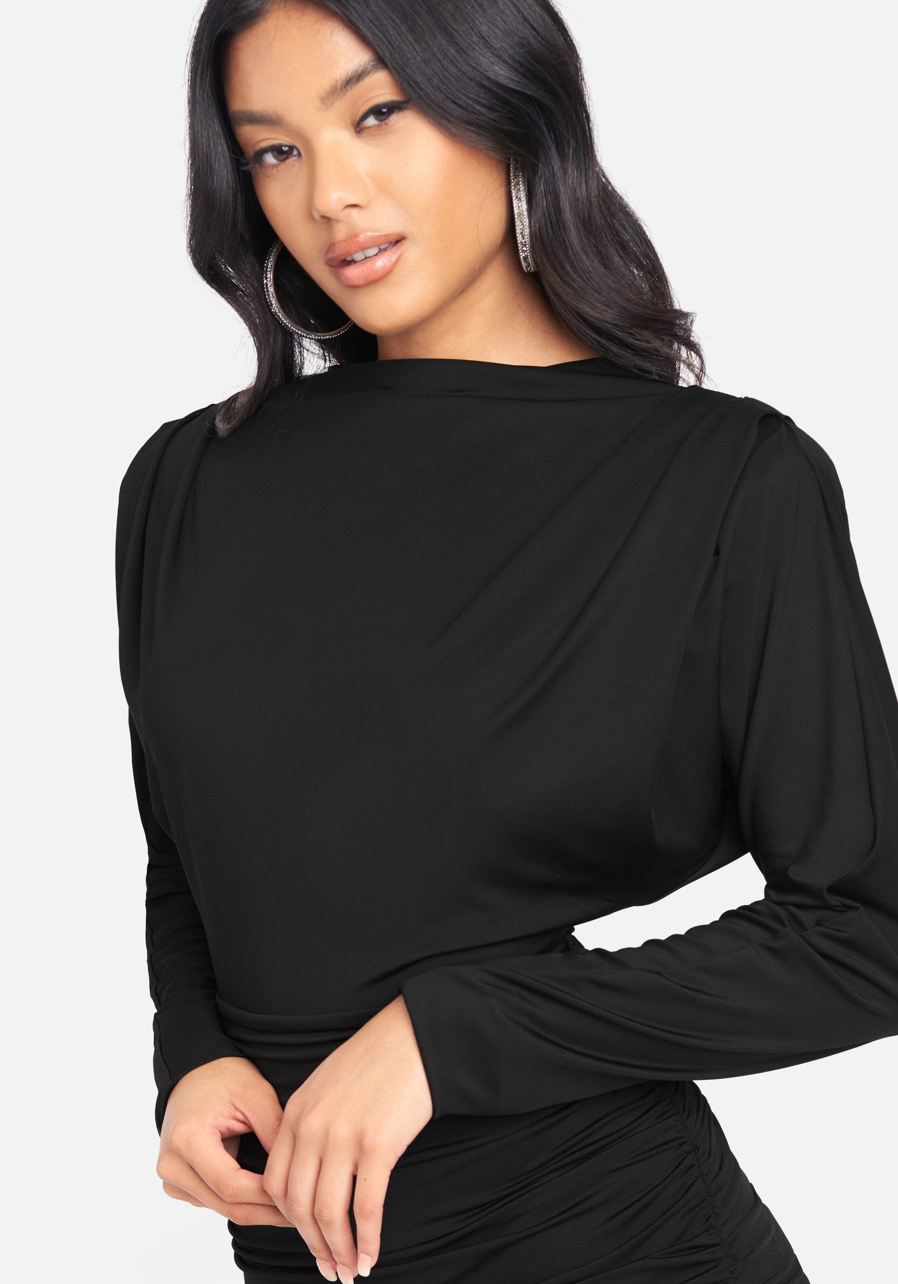 Ruched Long Sleeve Mini Dress