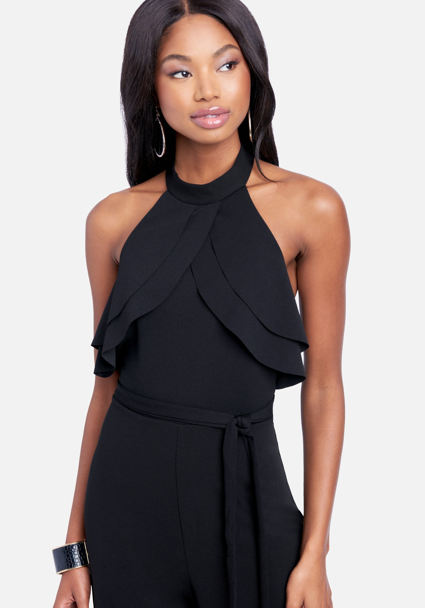 Double Ruffle Halter Jumpsuit