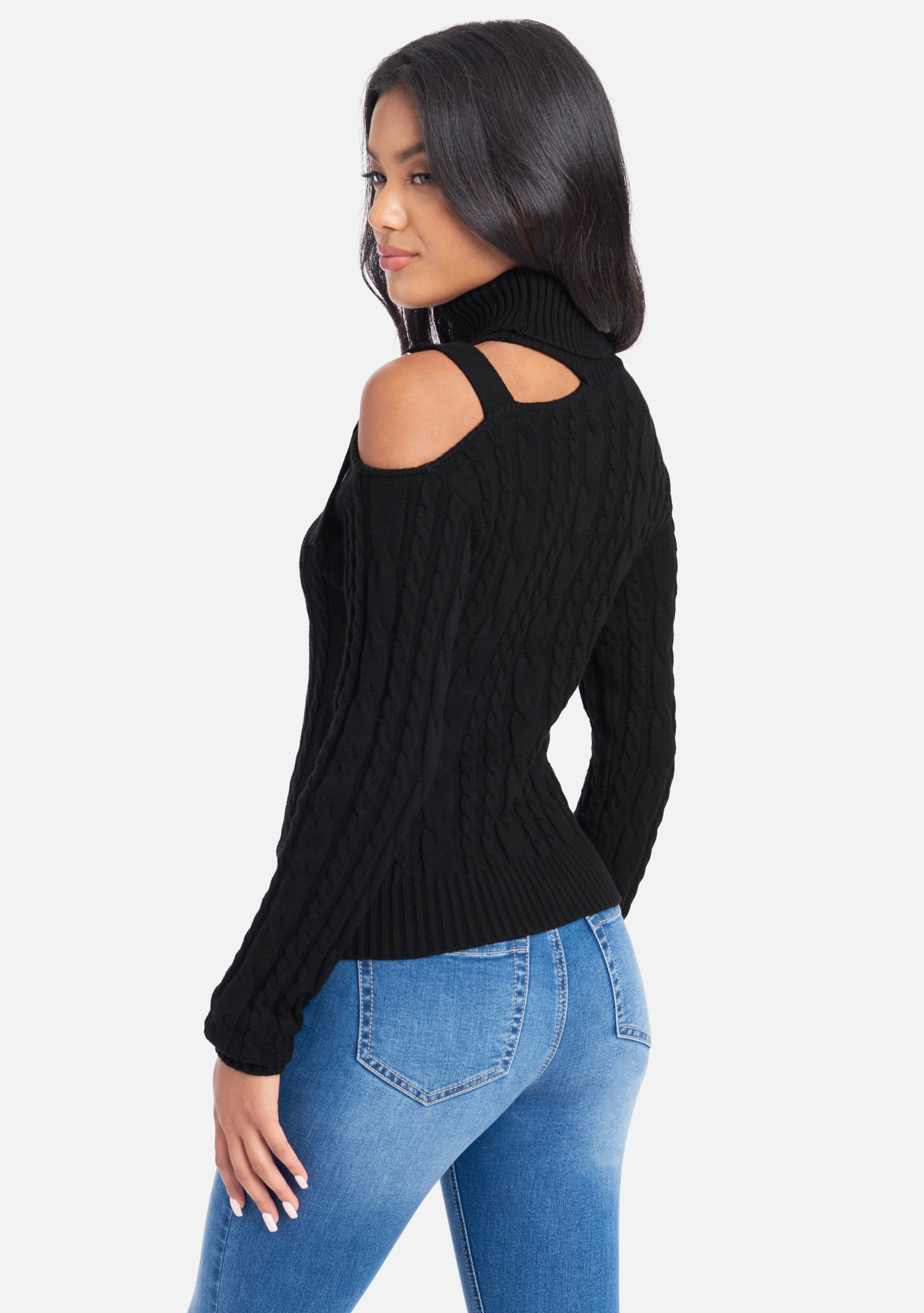 Mock Neck Cut Out Sweater Top