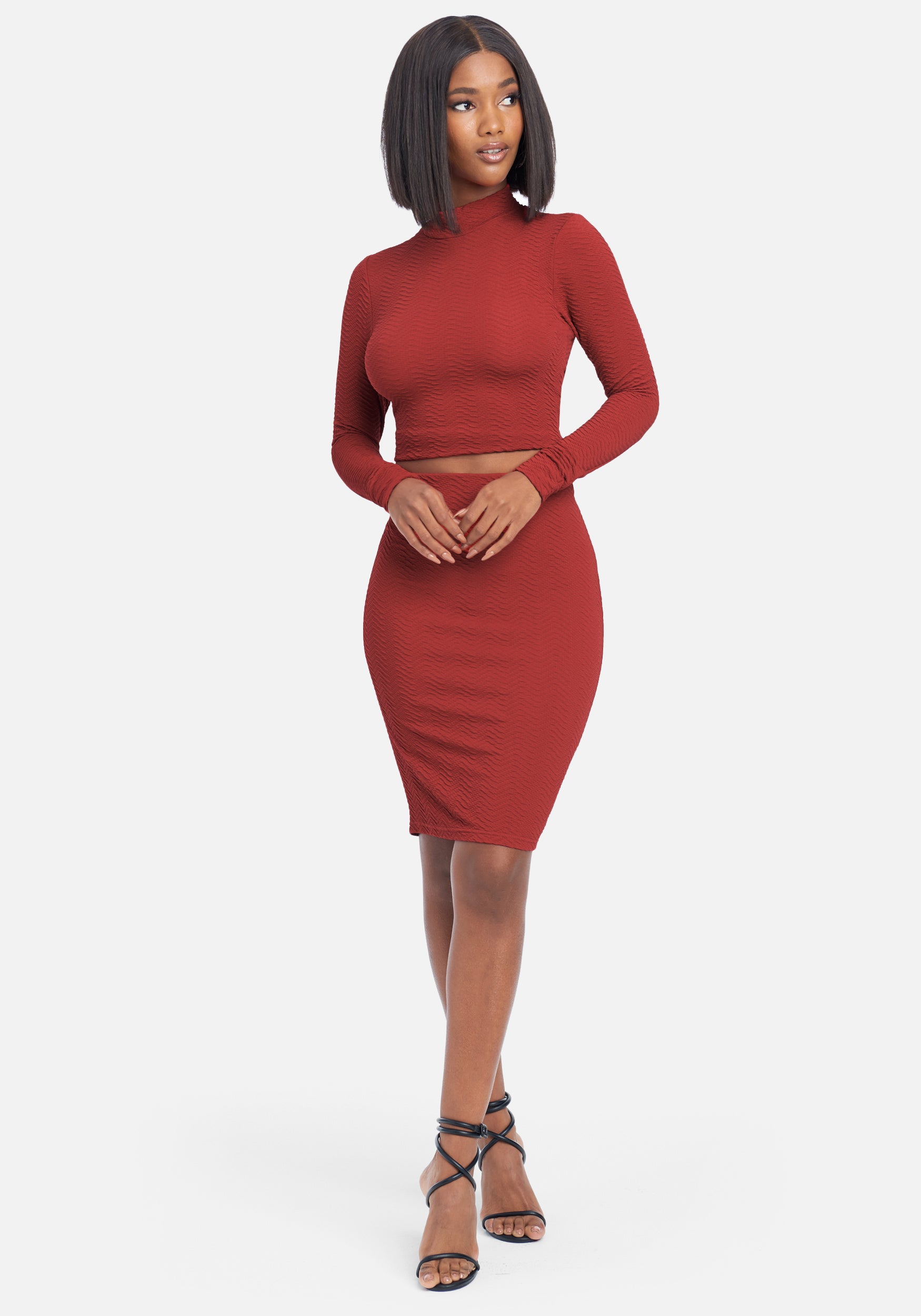 Textured Mock Neck Knit Top