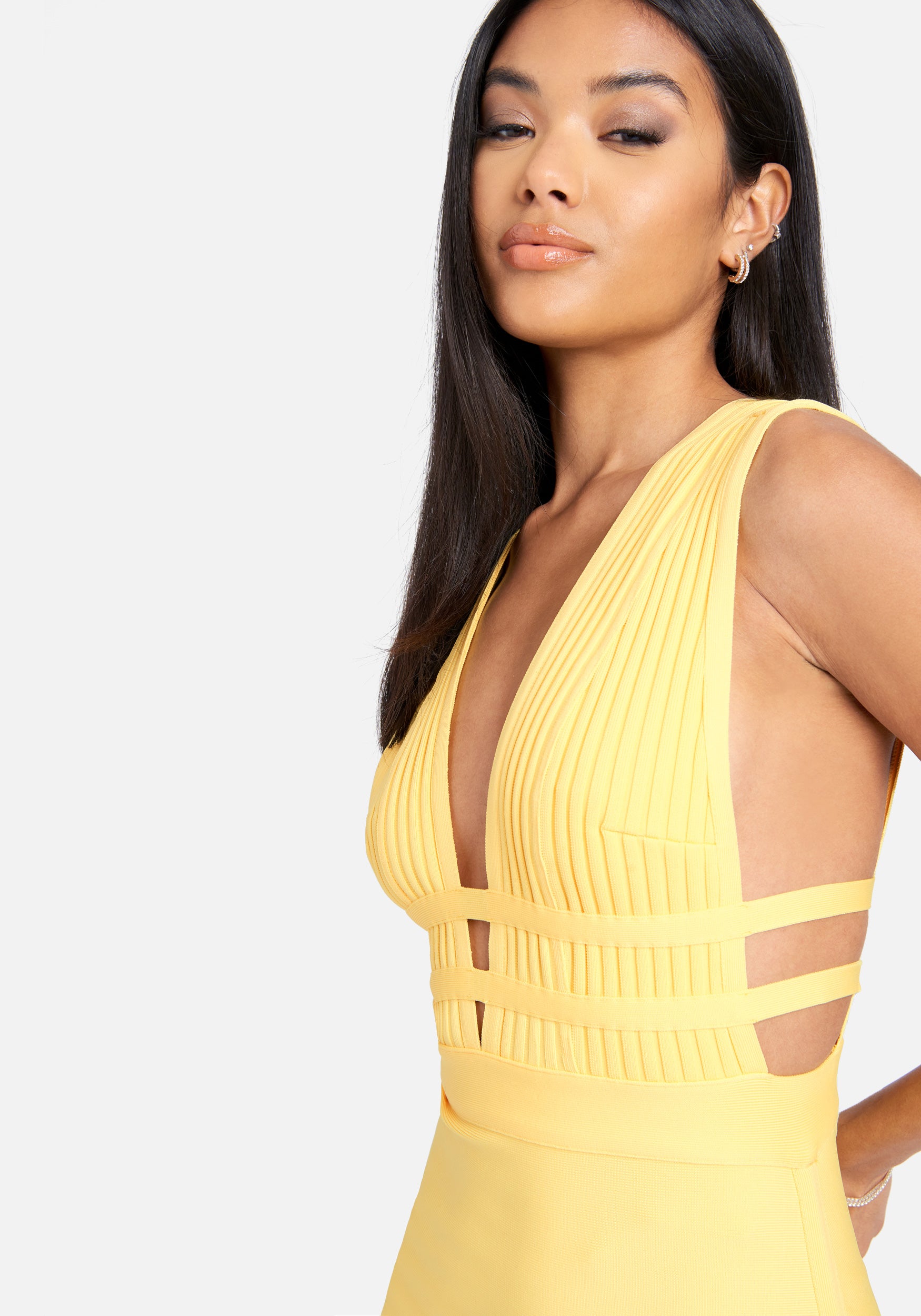Plunge Neck Bandage Dress