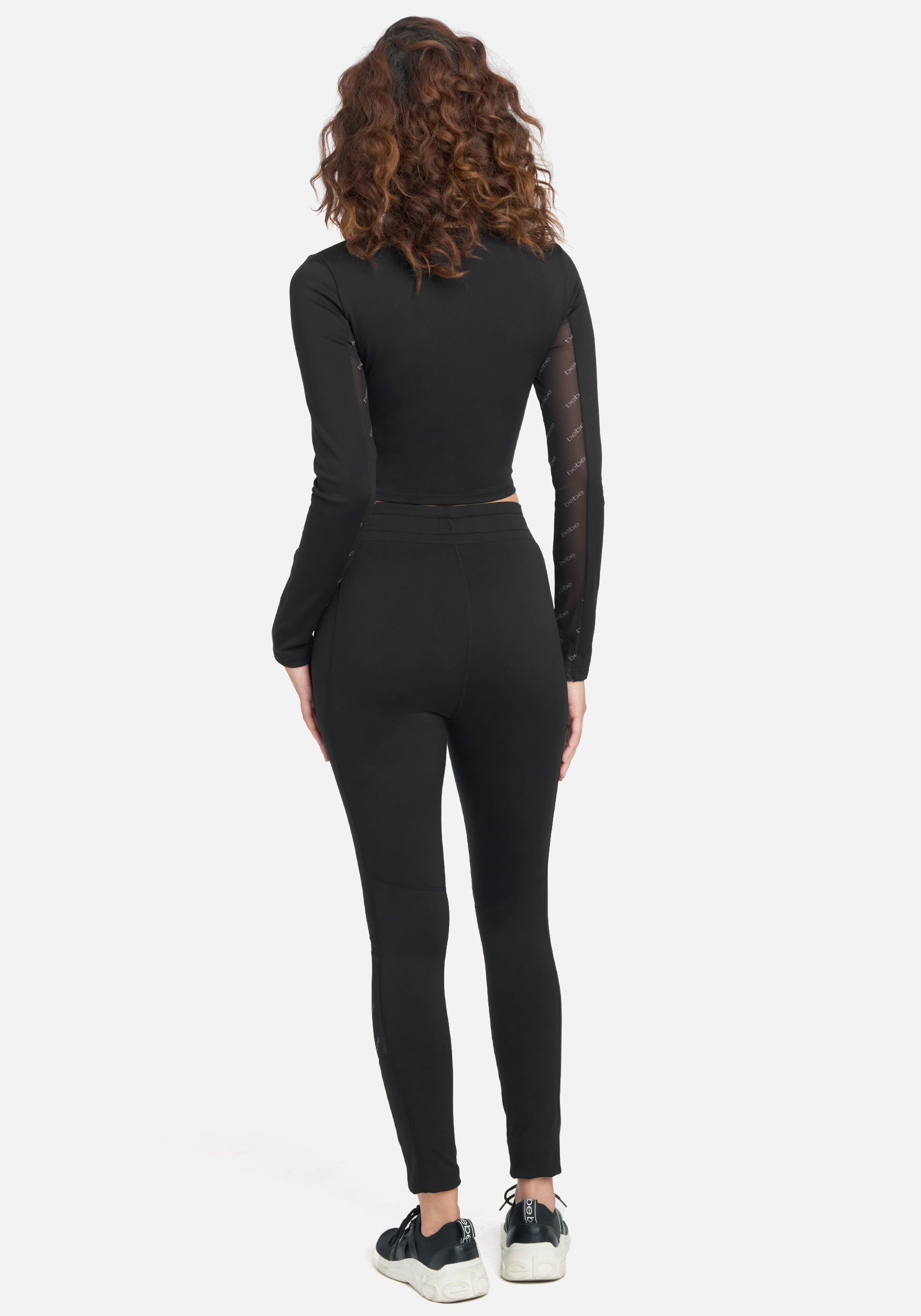 Bebe Logo High Waist Knit With Mesh Legging