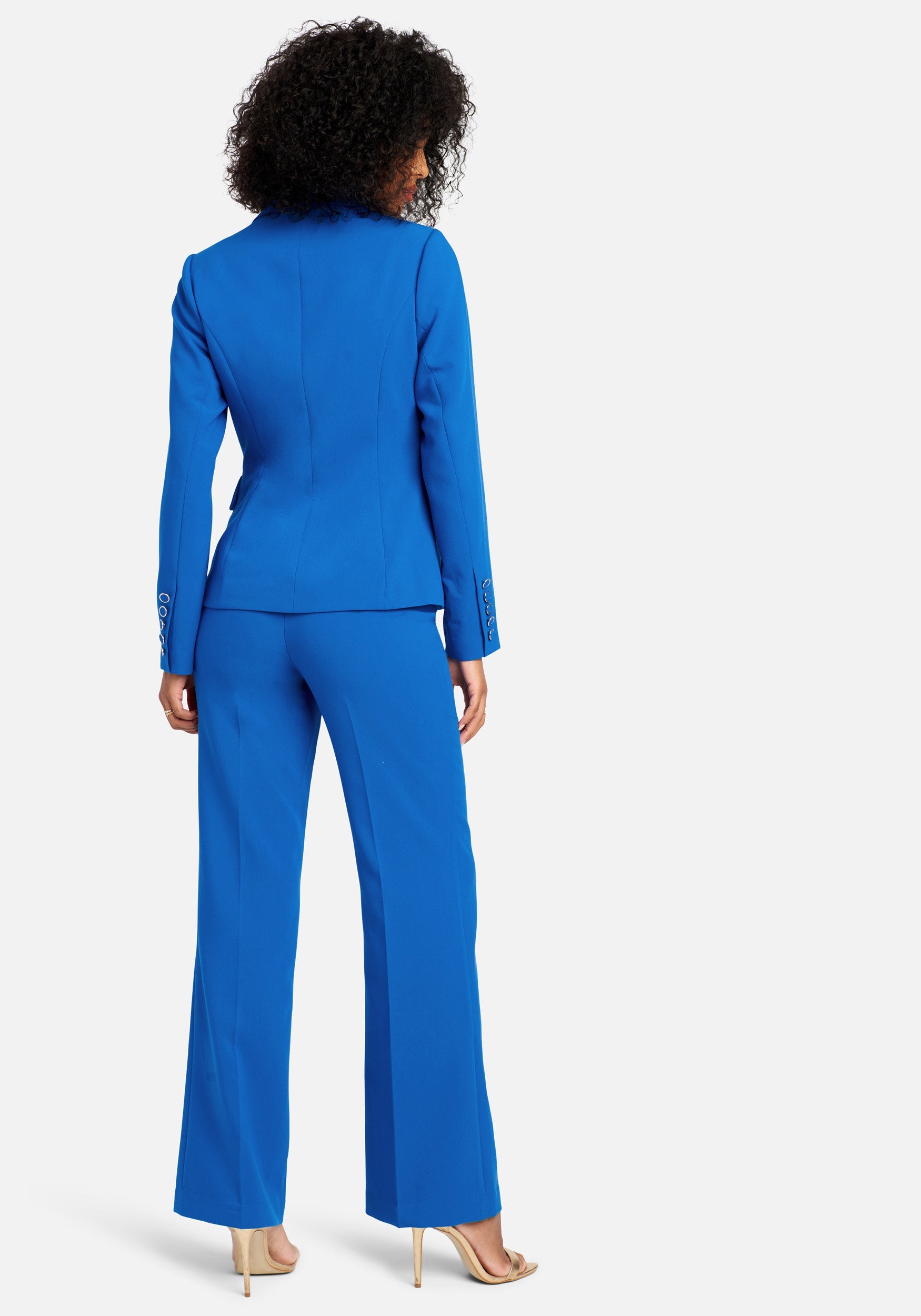 High Waist Button Detail Wide Leg Pant