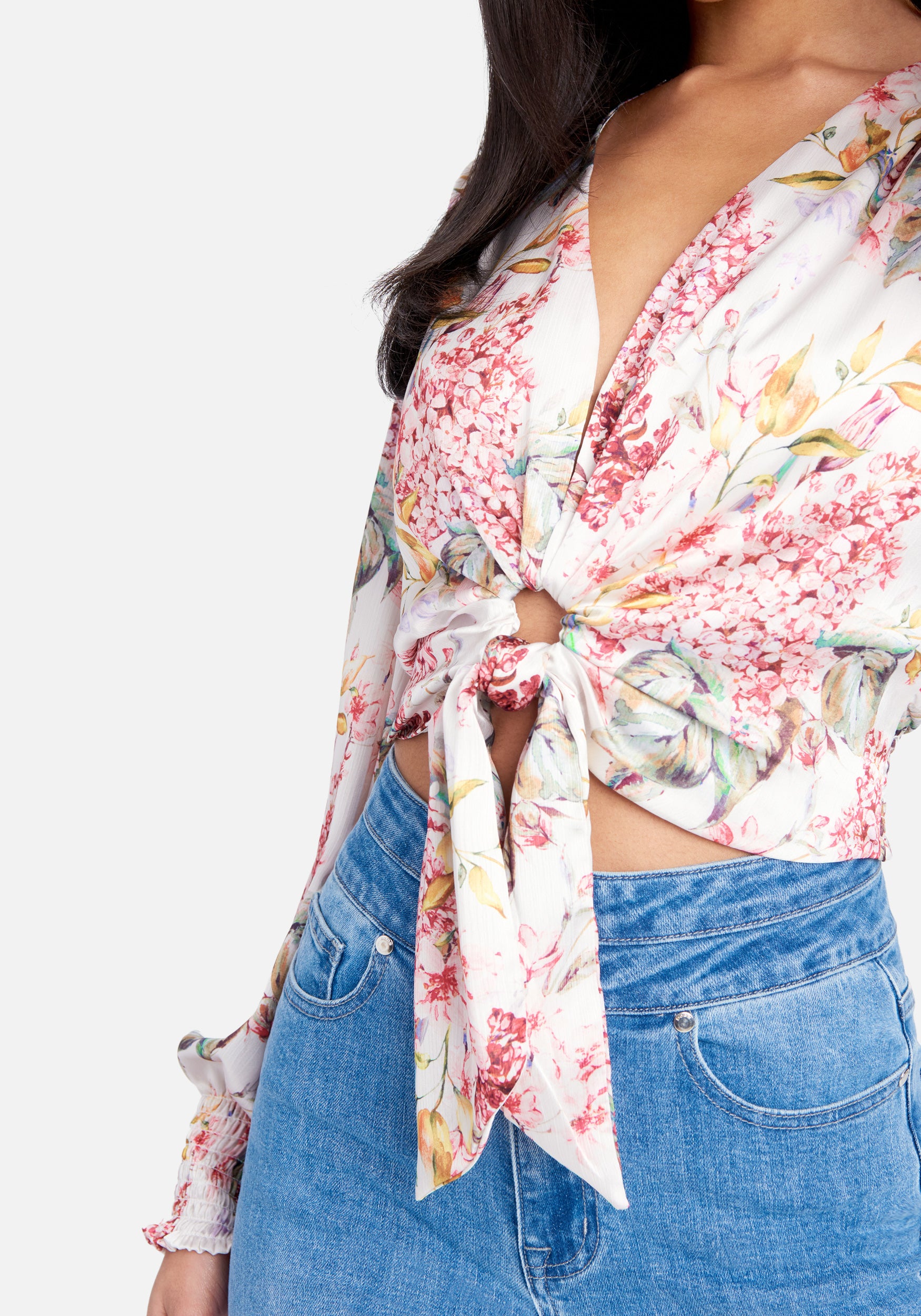 Printed Woven Self Tie Blouse
