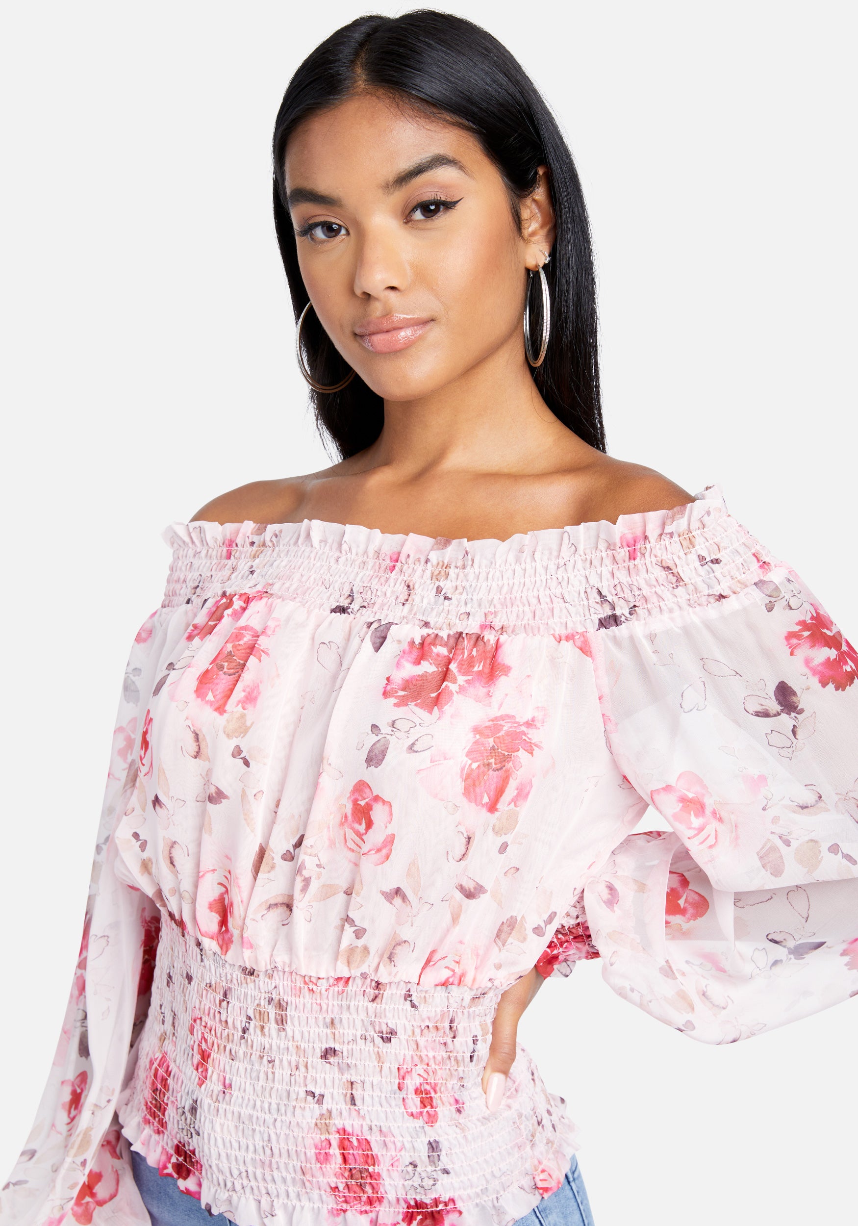 Off Shoulder Smocked Blouse