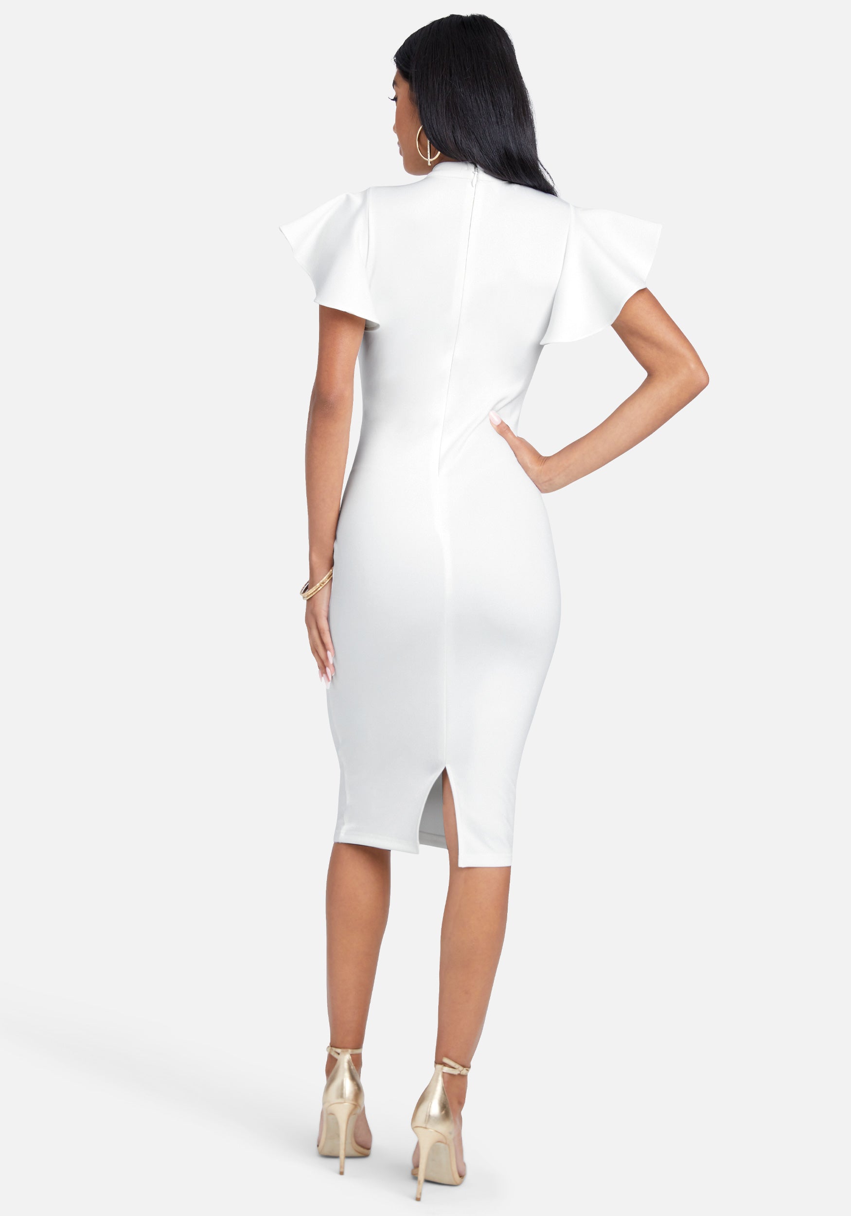 Flutter Mock Neck Knit Dress