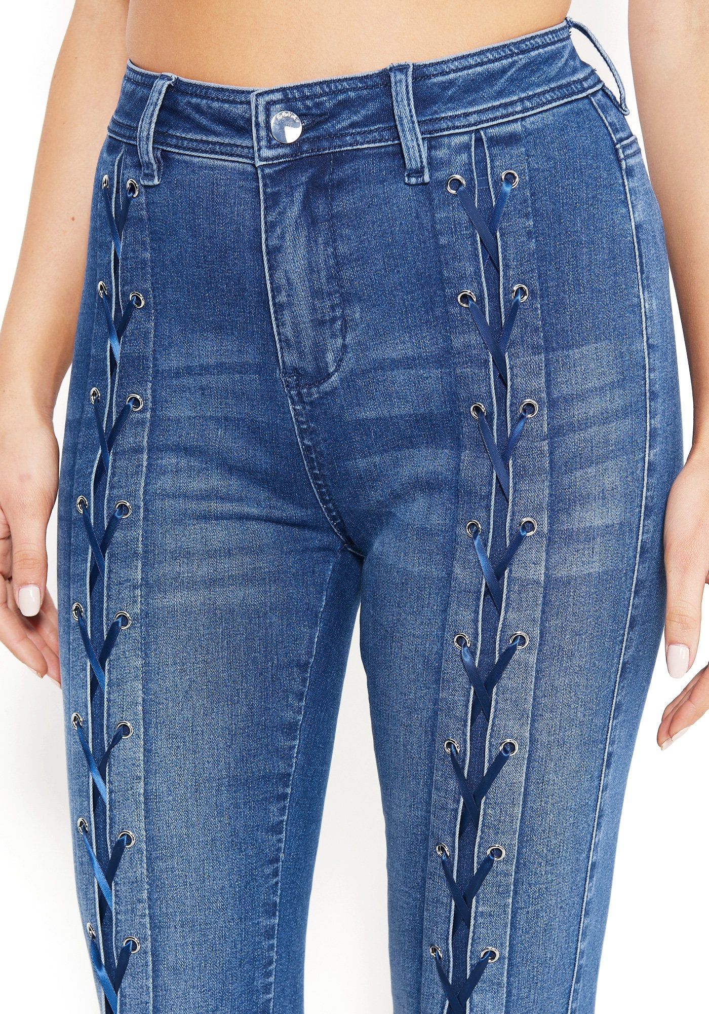 Lace-Up Skinny Jeans