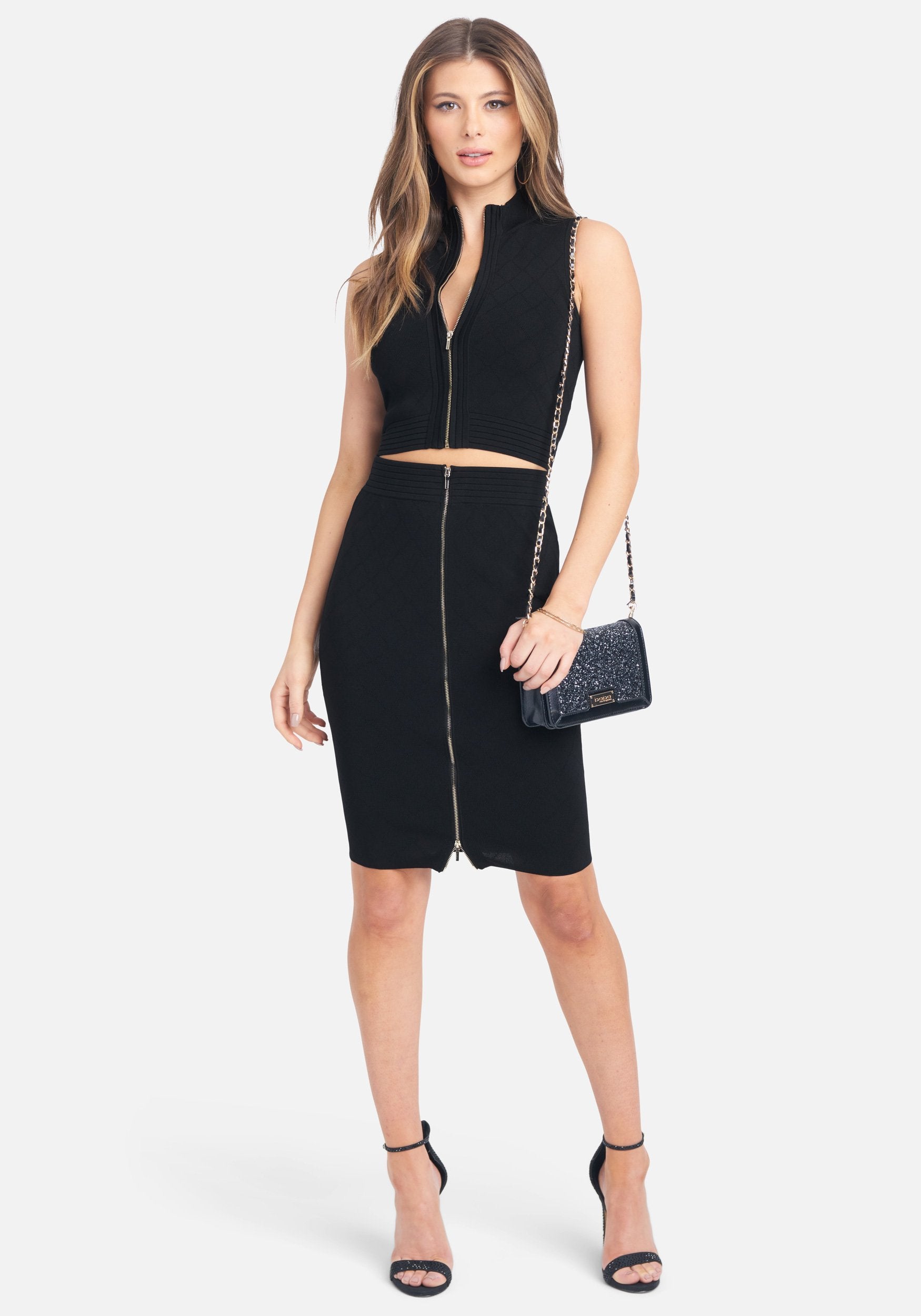 Zip Up Mock Neck Crop Top