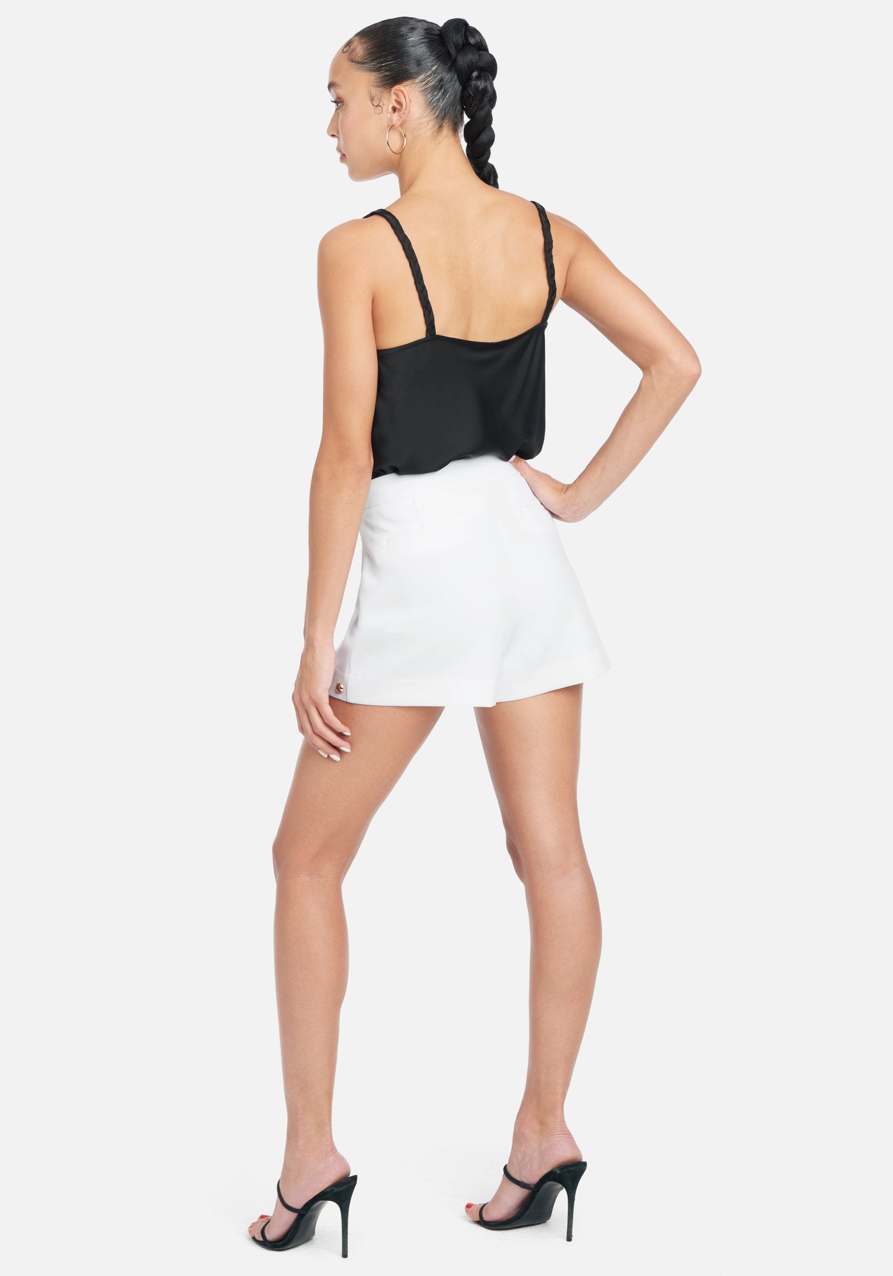 Grommet Detail Twill Shorts