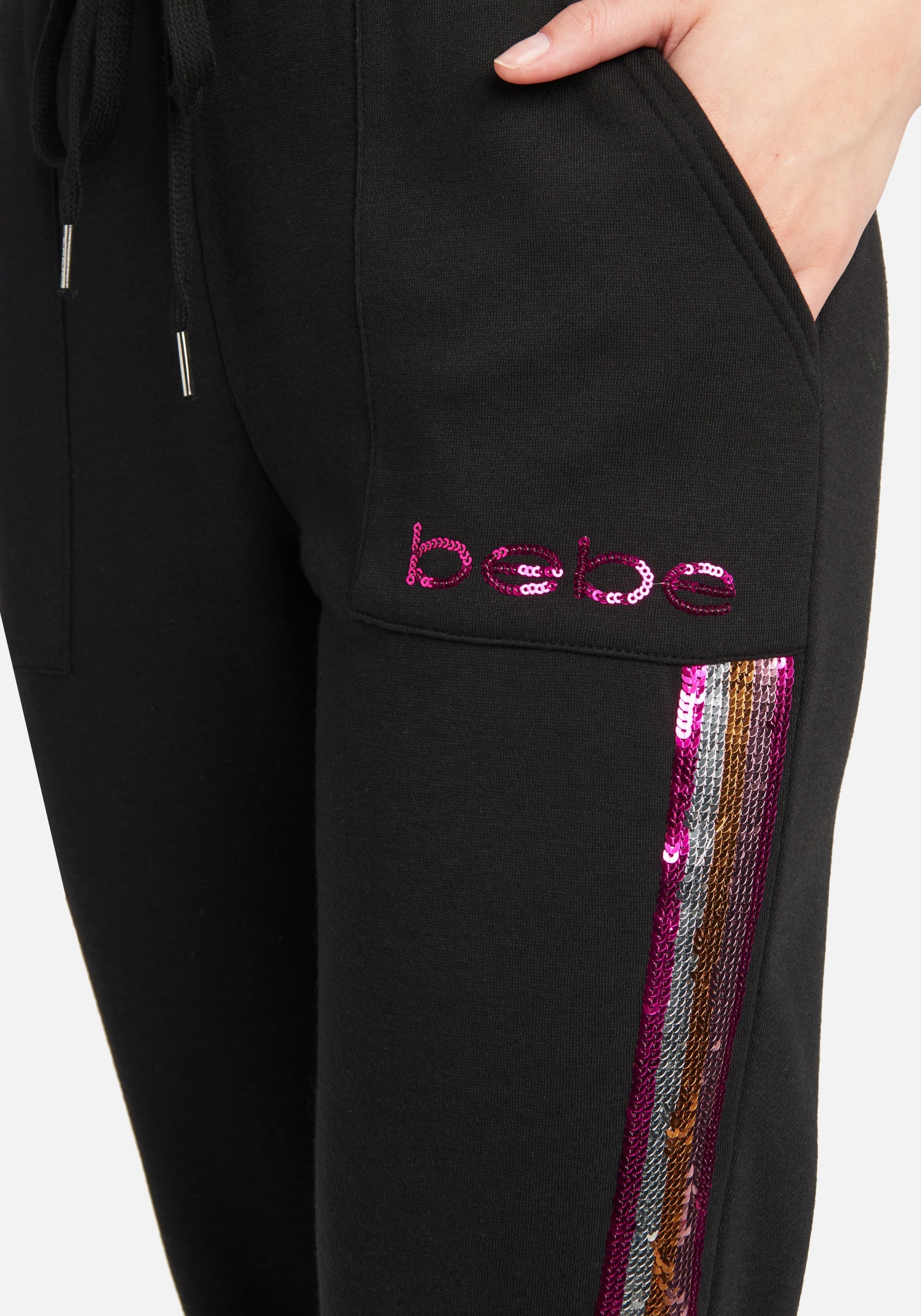 Bebe Sport Sequin Stripe Jogger