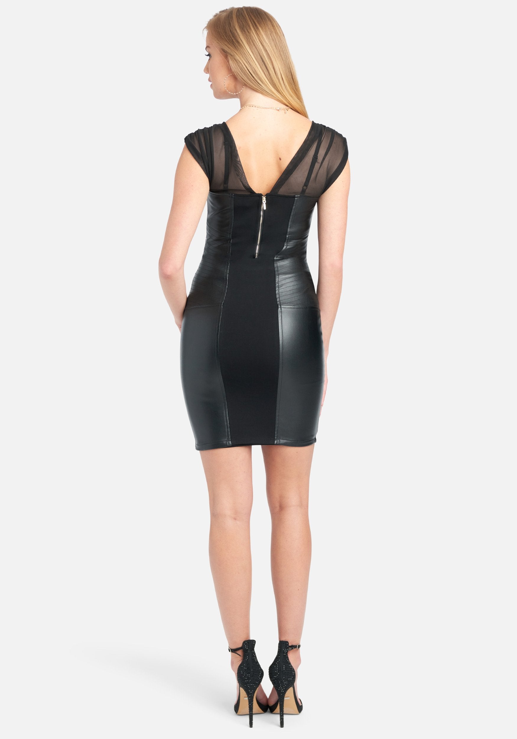 Vegan Leather Contrast Stitch Skirt