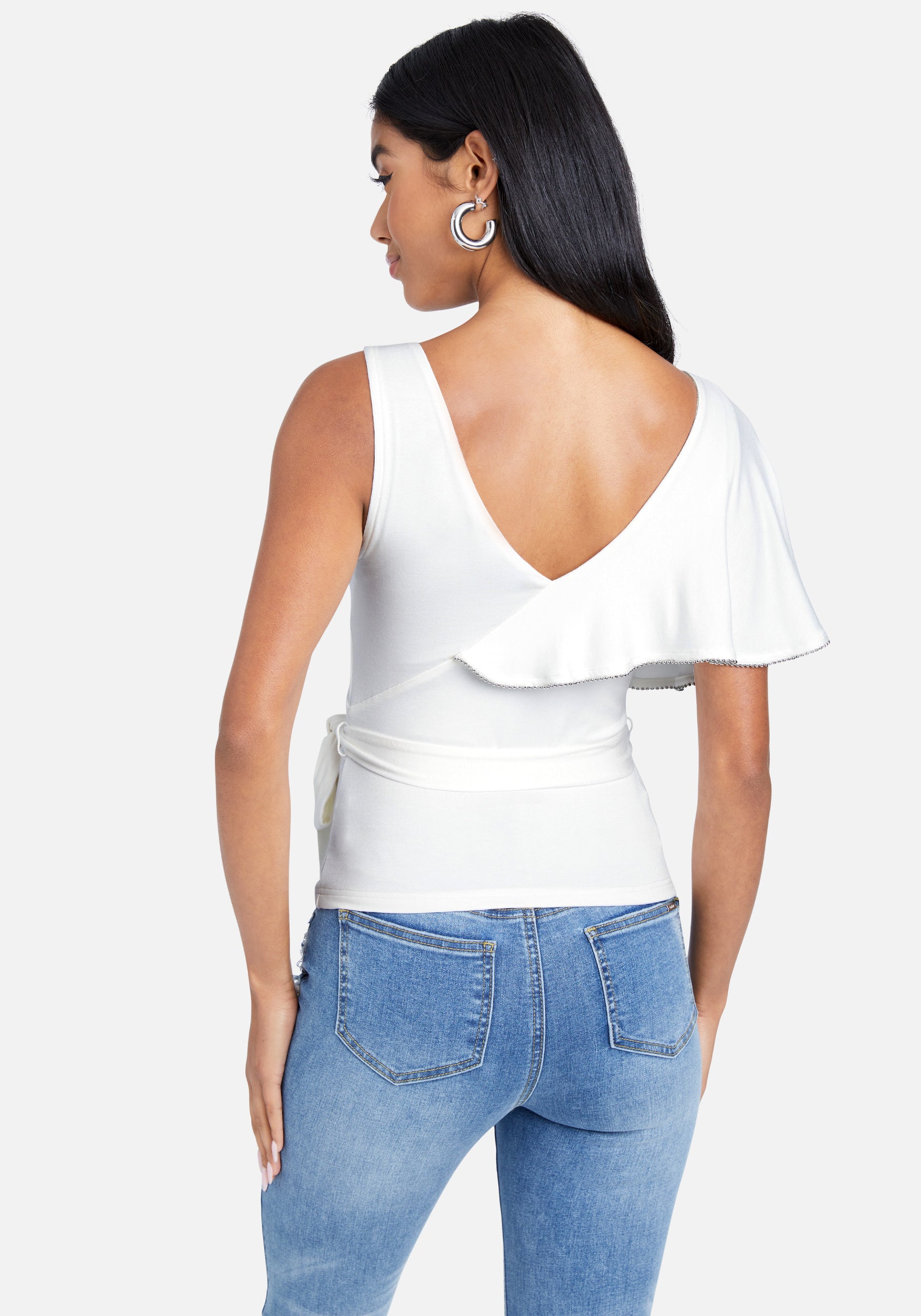 Flutter Sleeve Tie Waist Top