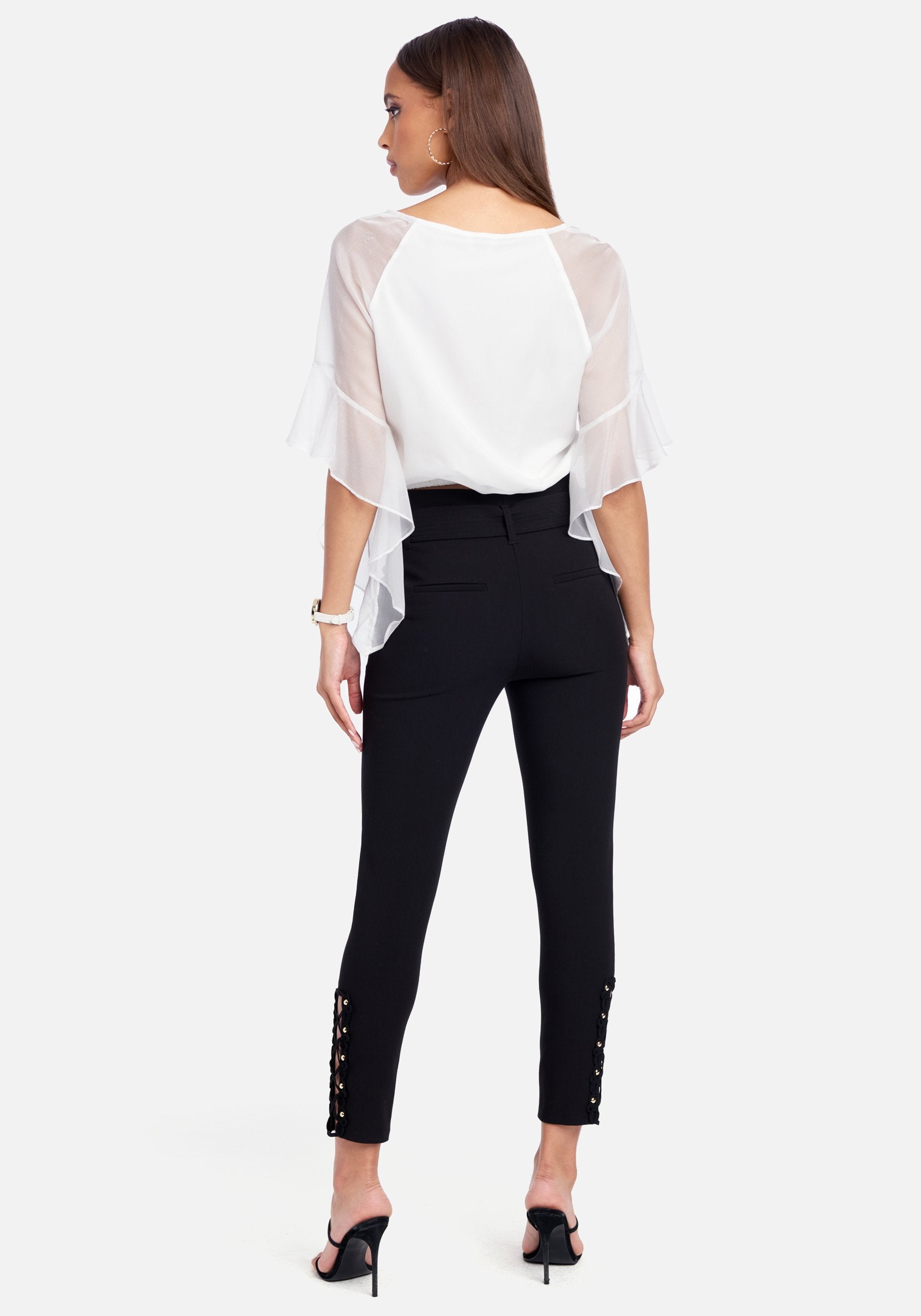 Stretch Twill Fitted Belted Pants