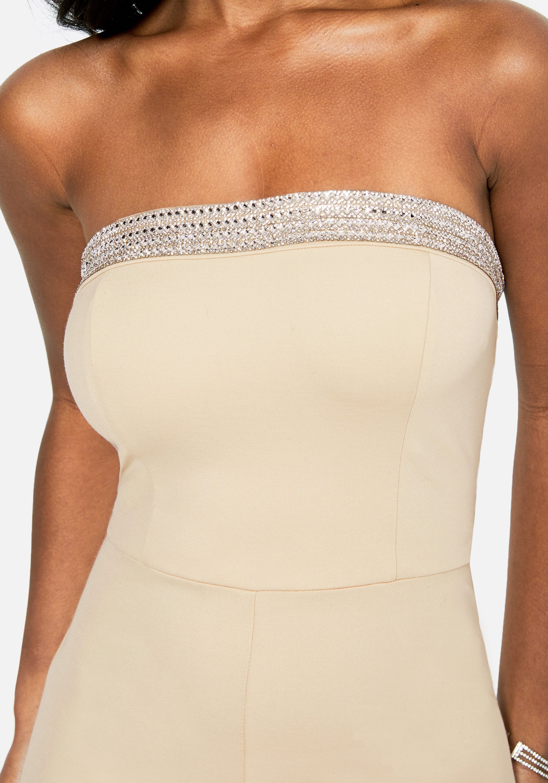 Strapless Wide Leg Ponte Jumpsuit