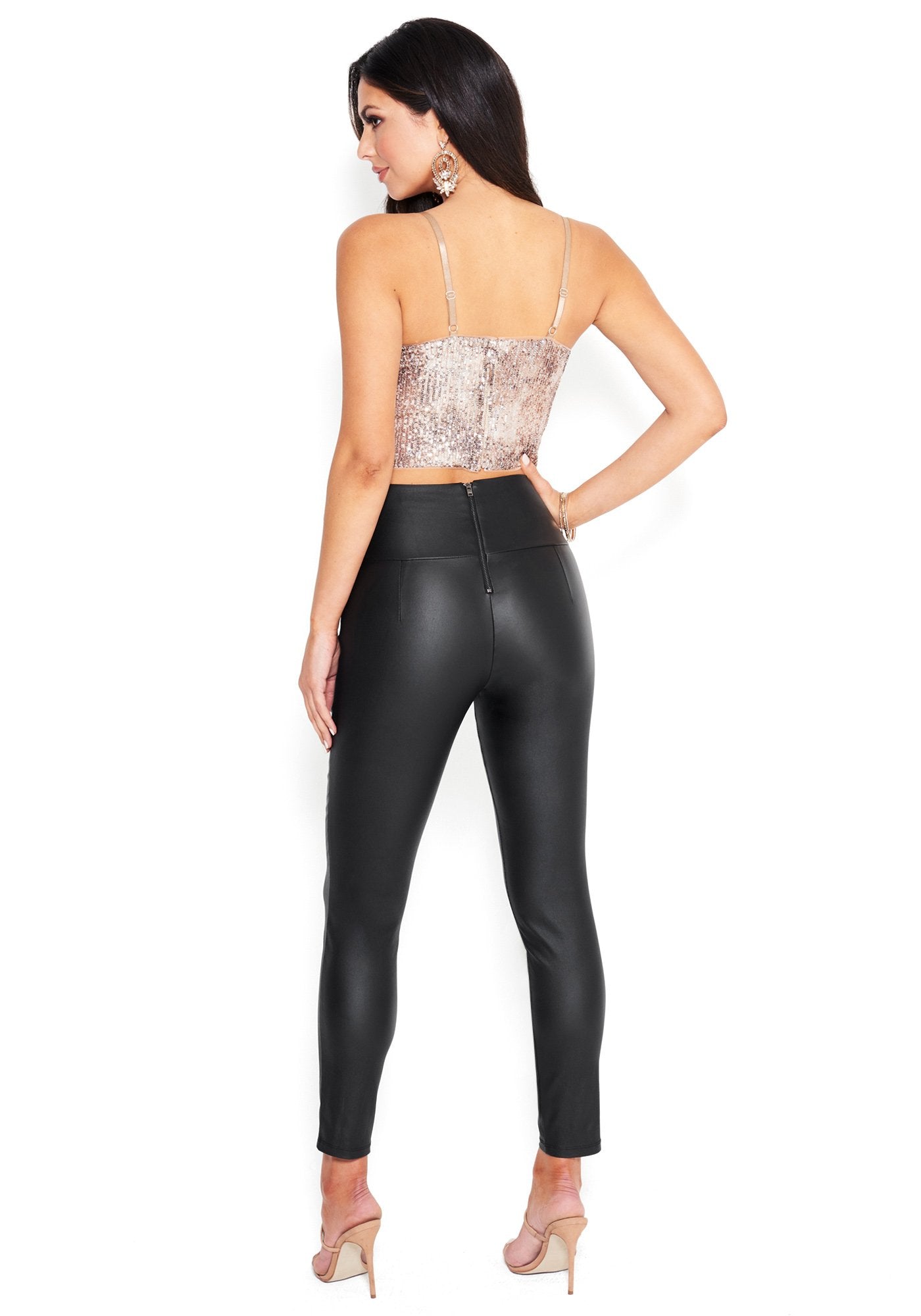 Vegan Leather Detail Bow Detail Legging