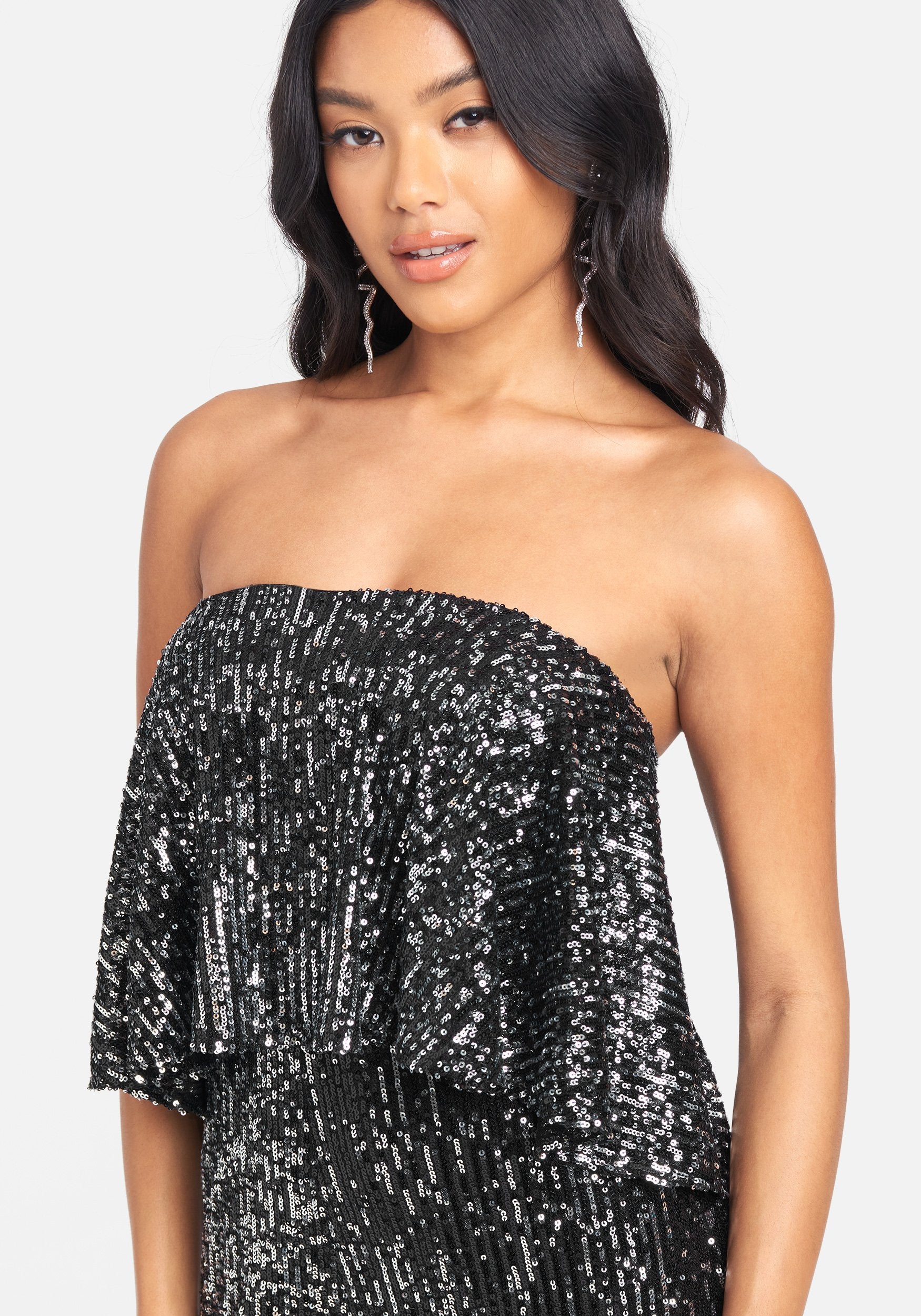 Strapless Sequin Overlay Jumpsuit