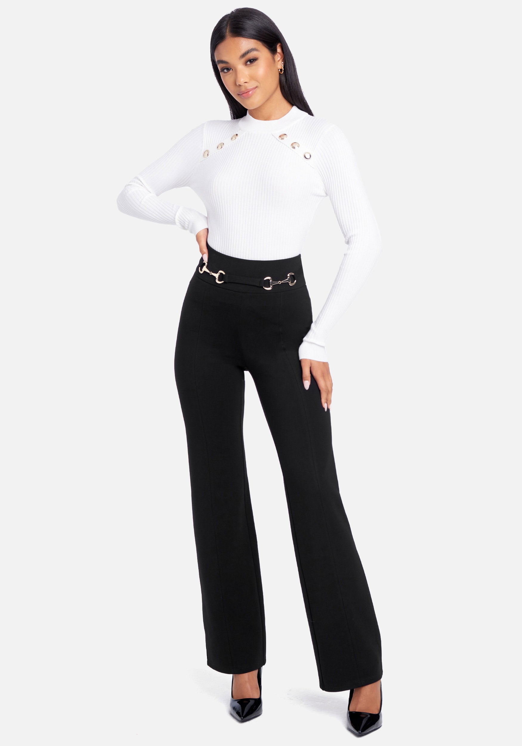 Front Seam With Buckle Detail Pants