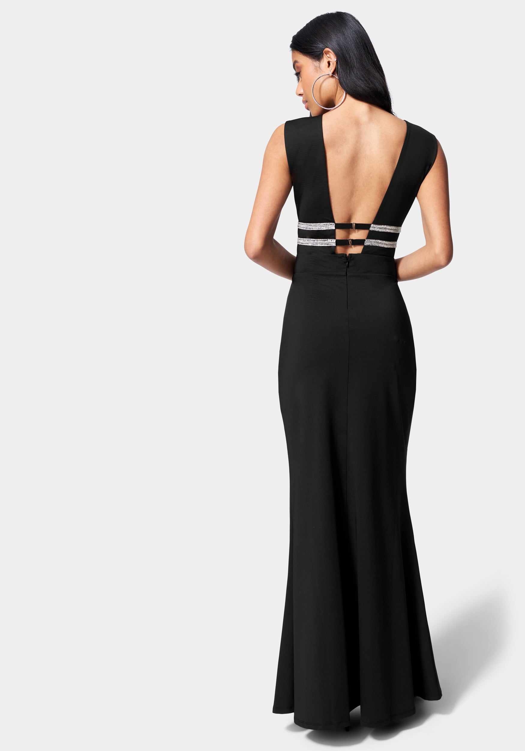 Illusion Cutout Sparkle Gown