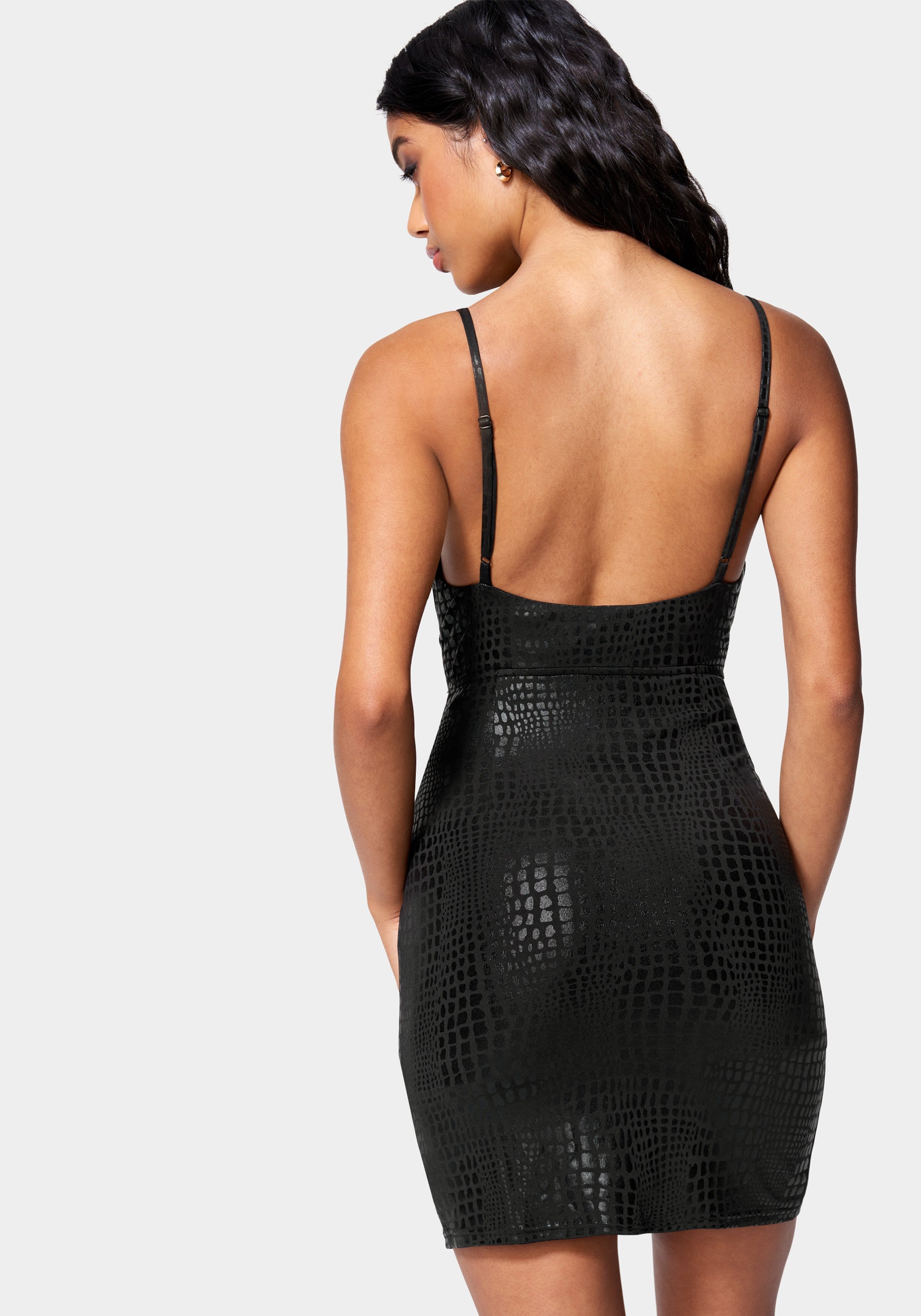 Coated Faux Croc Mini Dress