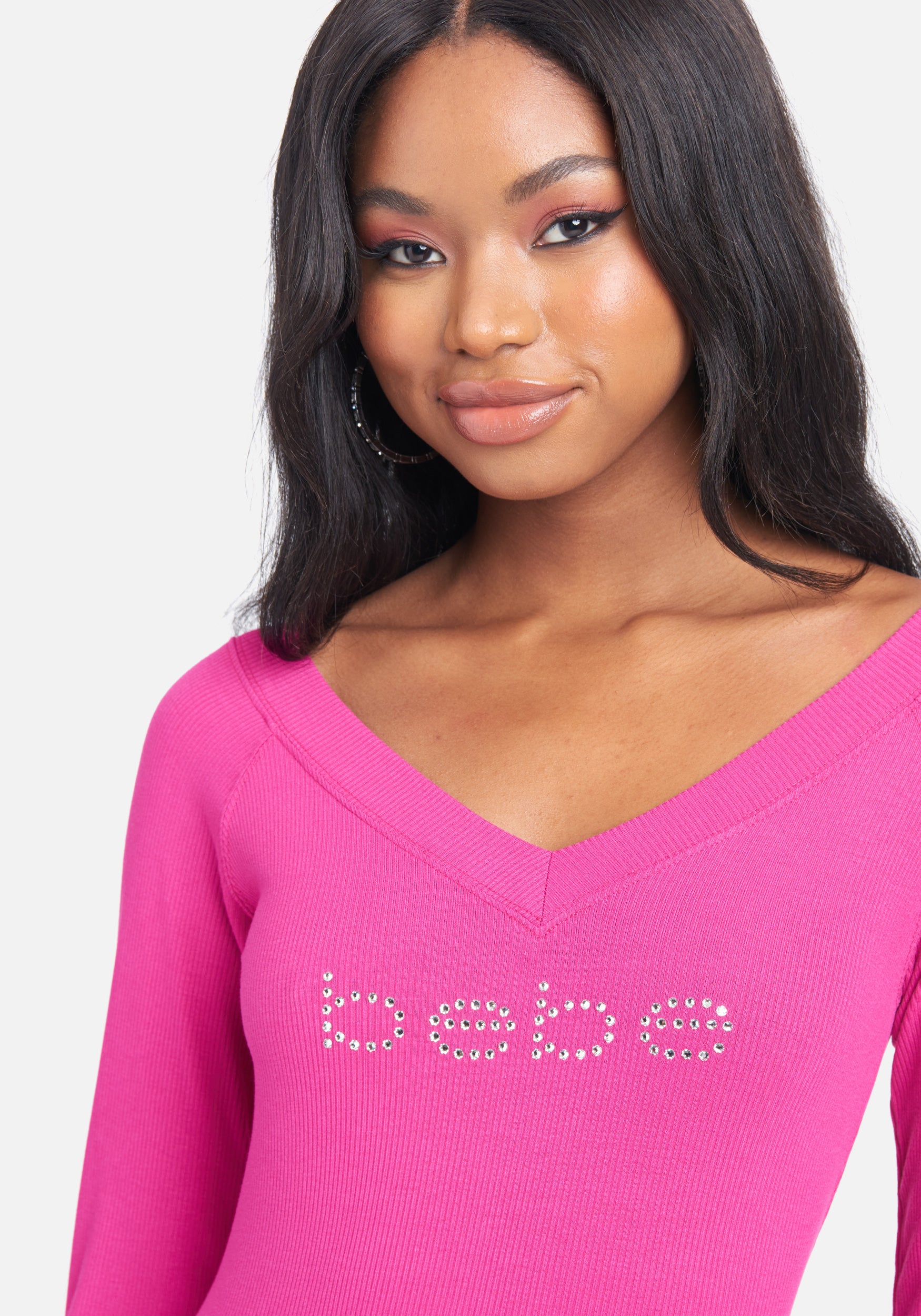 Crystal Logo Long Sleeve Dress