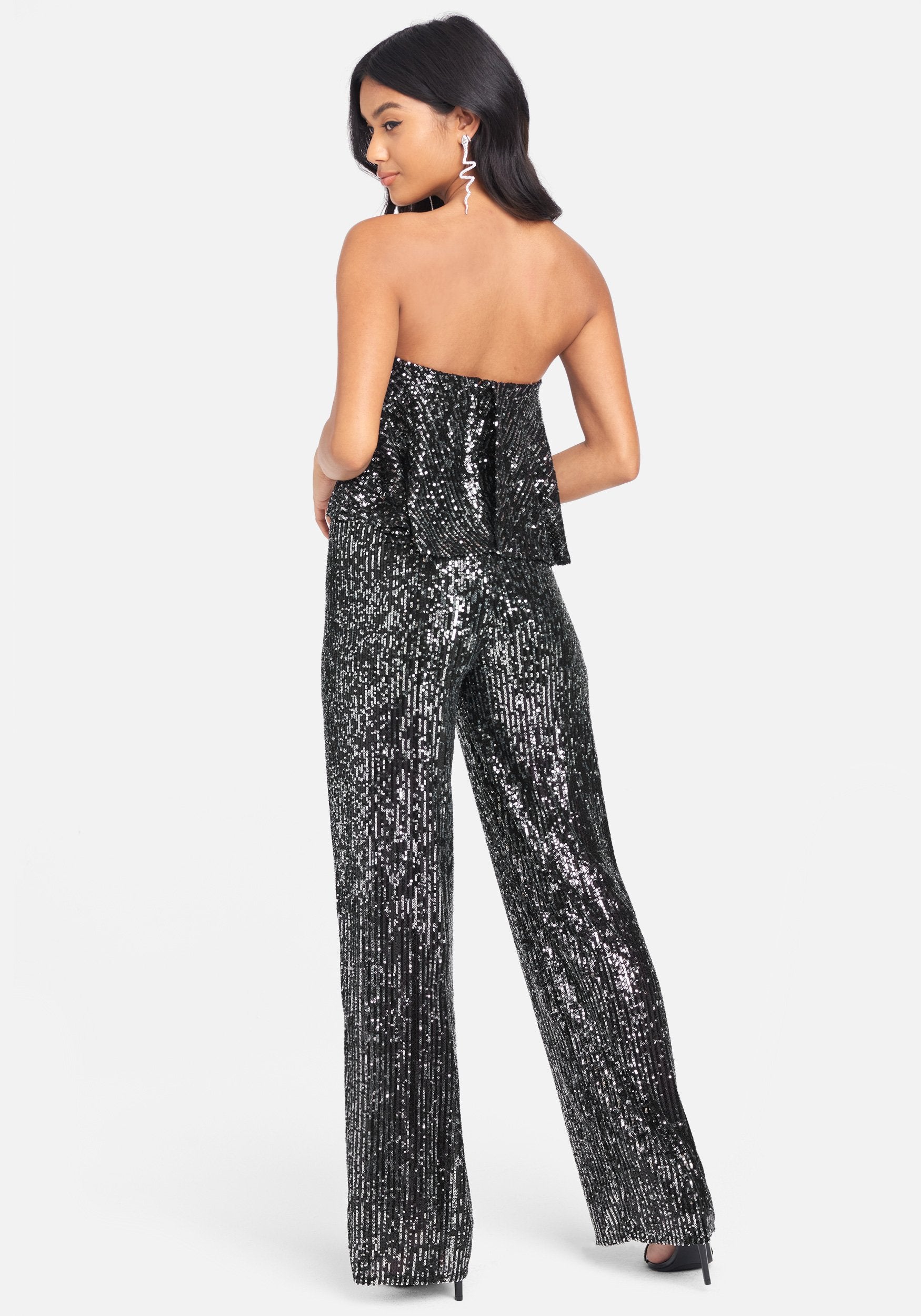 Strapless Sequin Overlay Jumpsuit