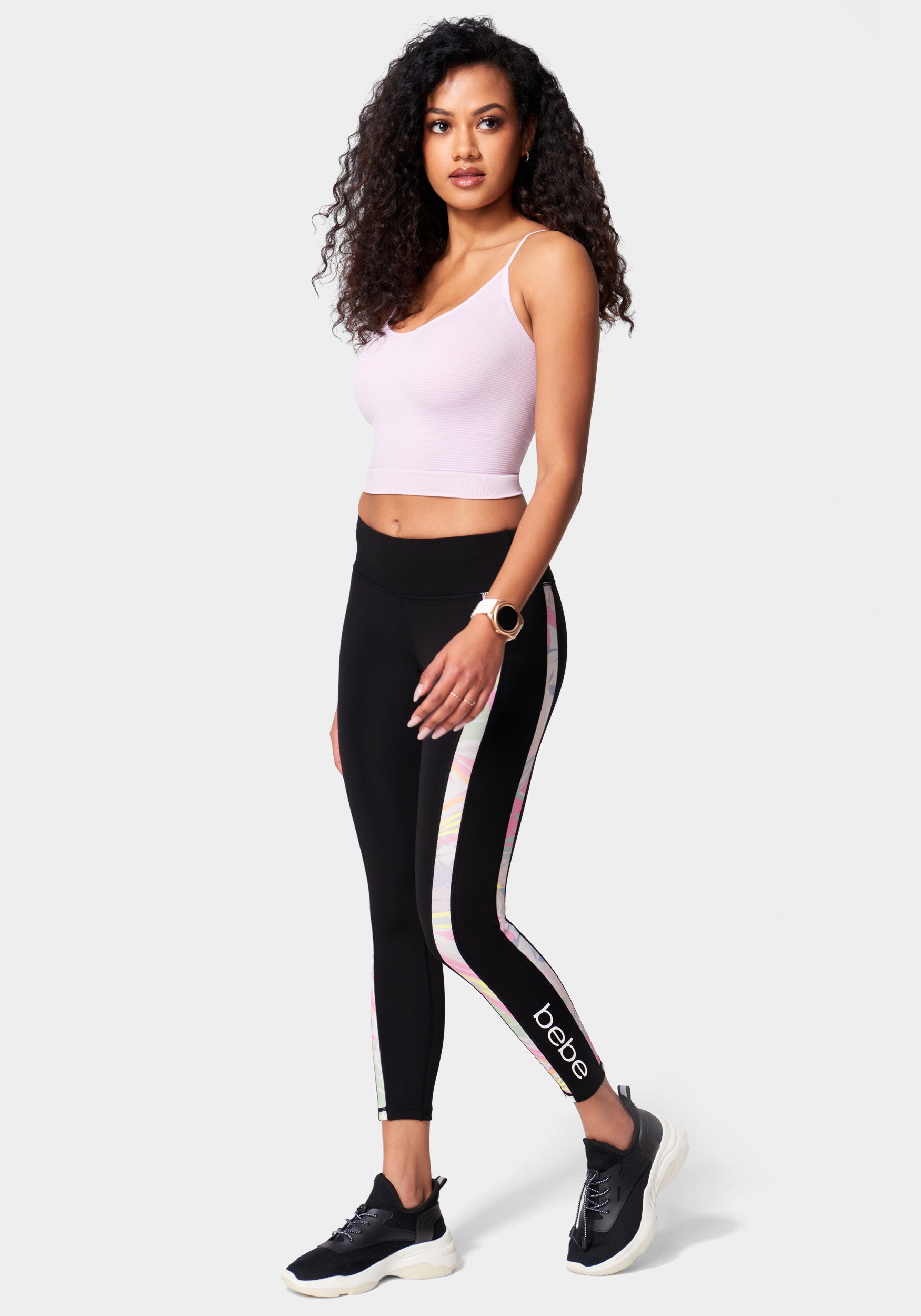 Bebe Legging With Color Block Logo
