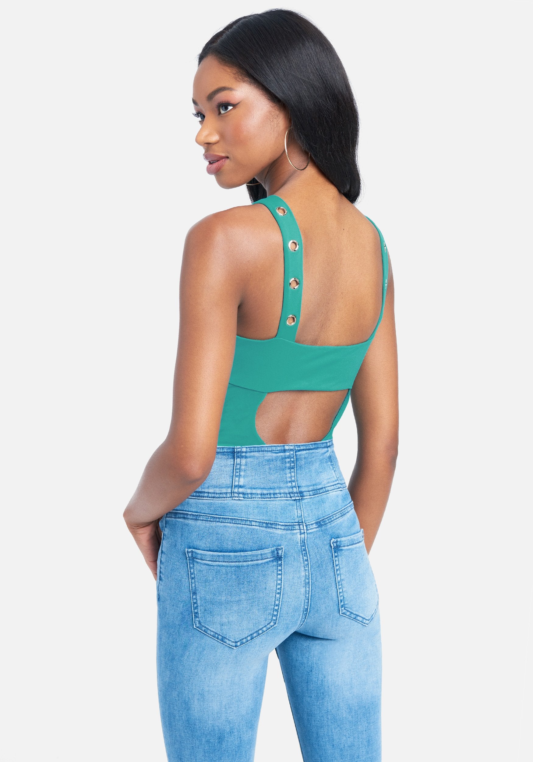 Ring Detail Strap Bodysuit