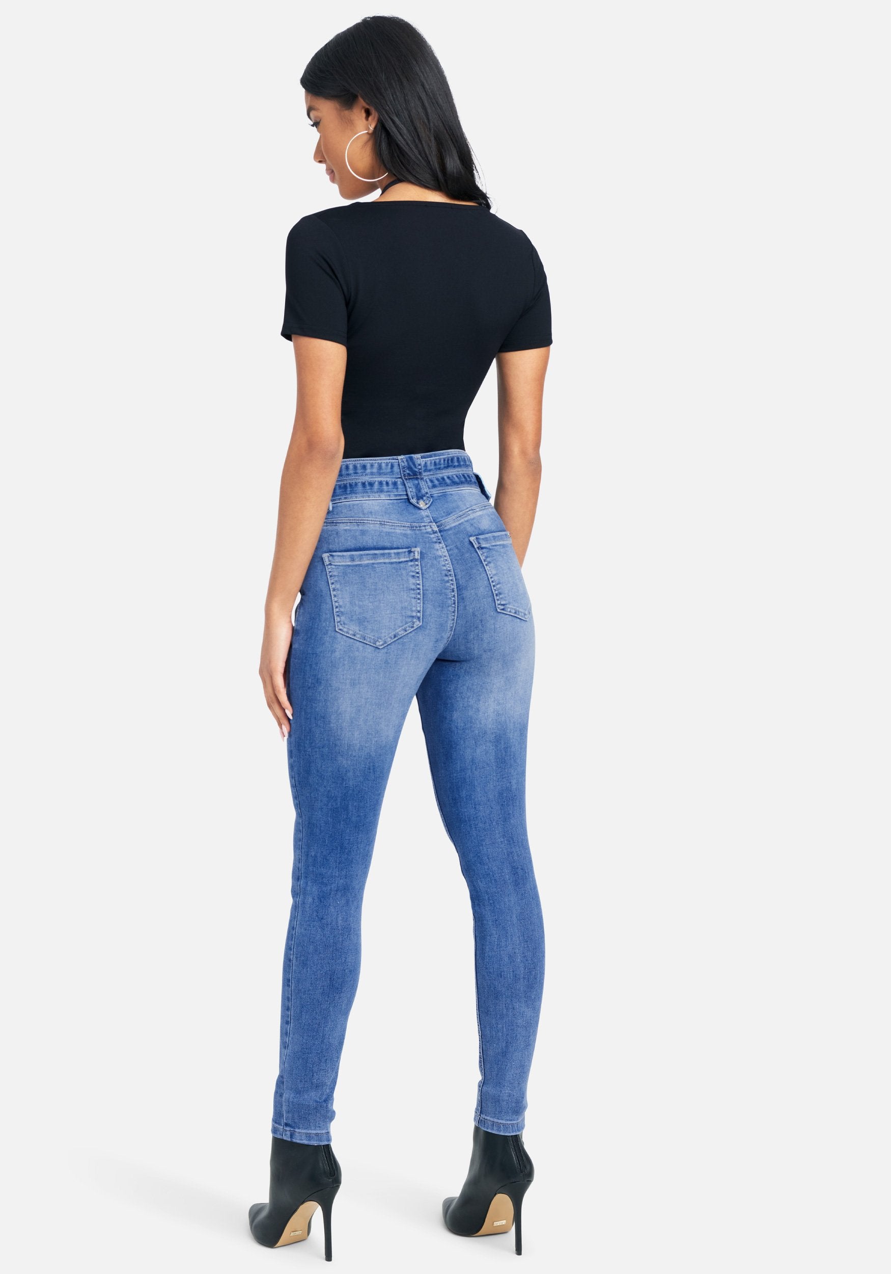 D Ring Detail High Waist Jeans