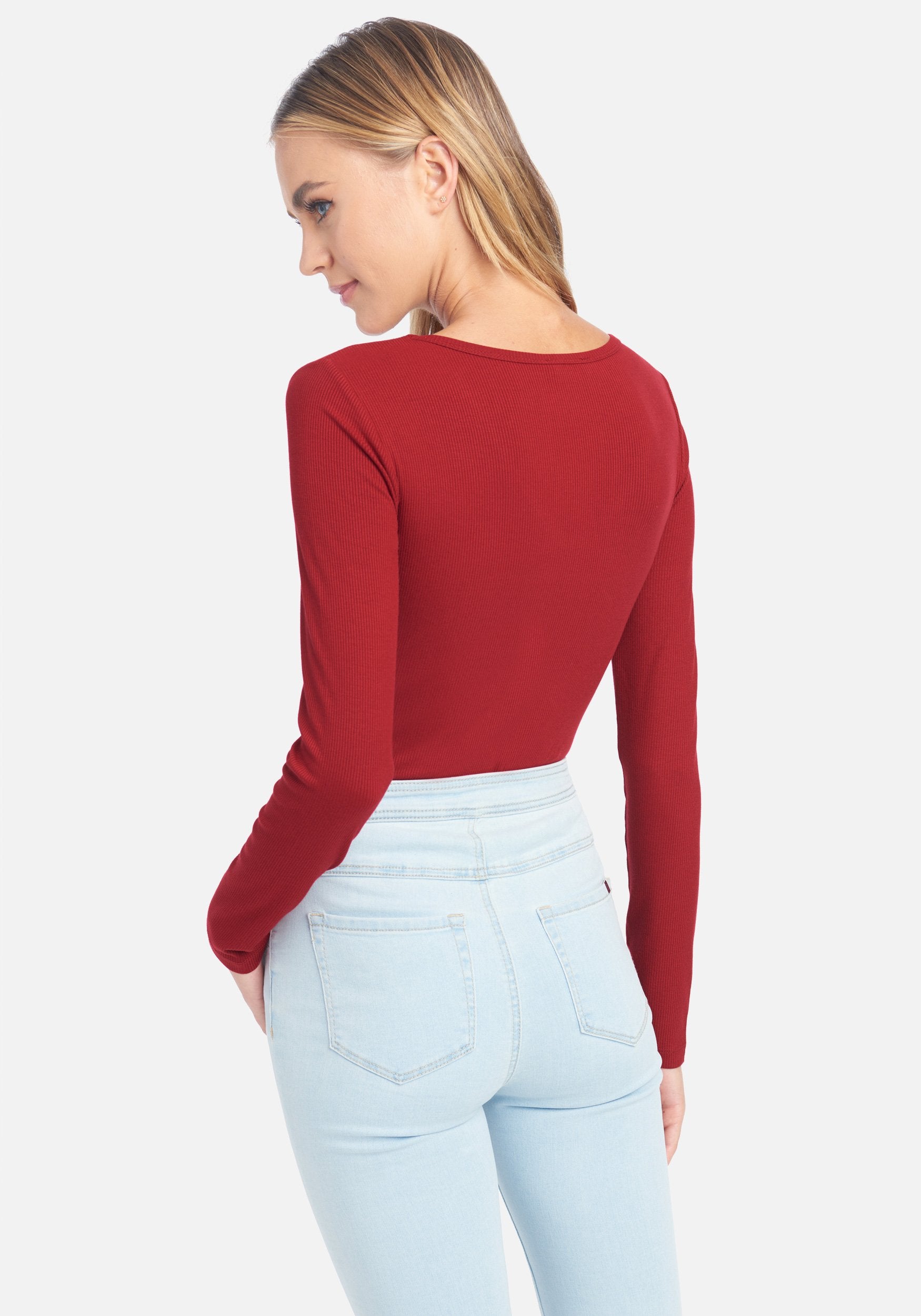 Crystal Logo V-Neck Long Sleeve Tee