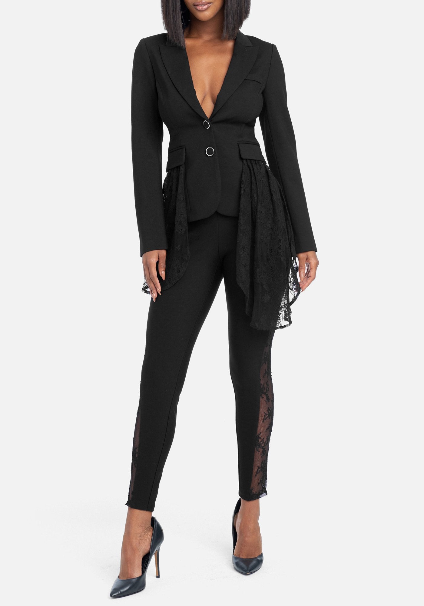 Lace Drape Detail Blazer