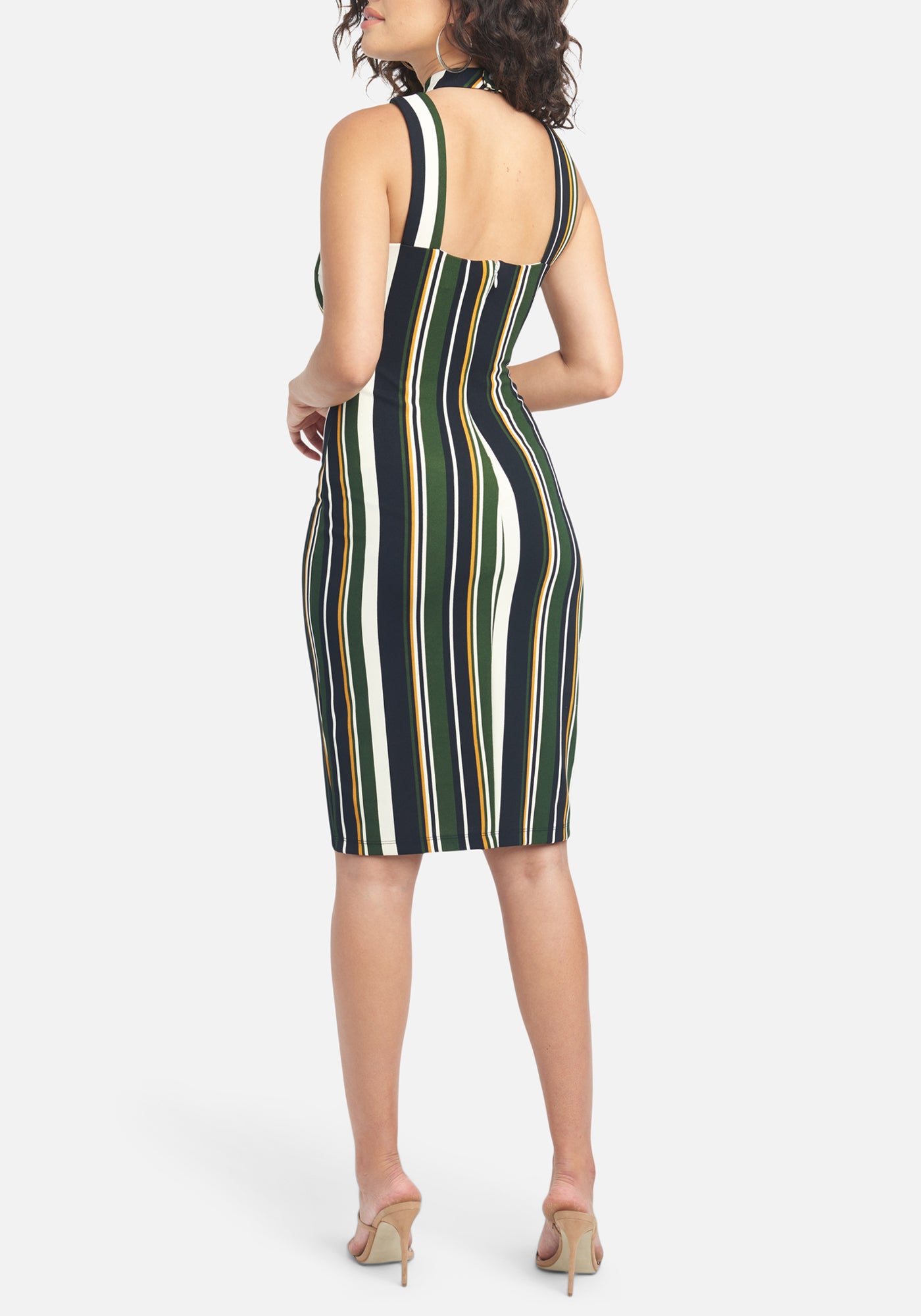 Halter Neck Multi Stripe Midi