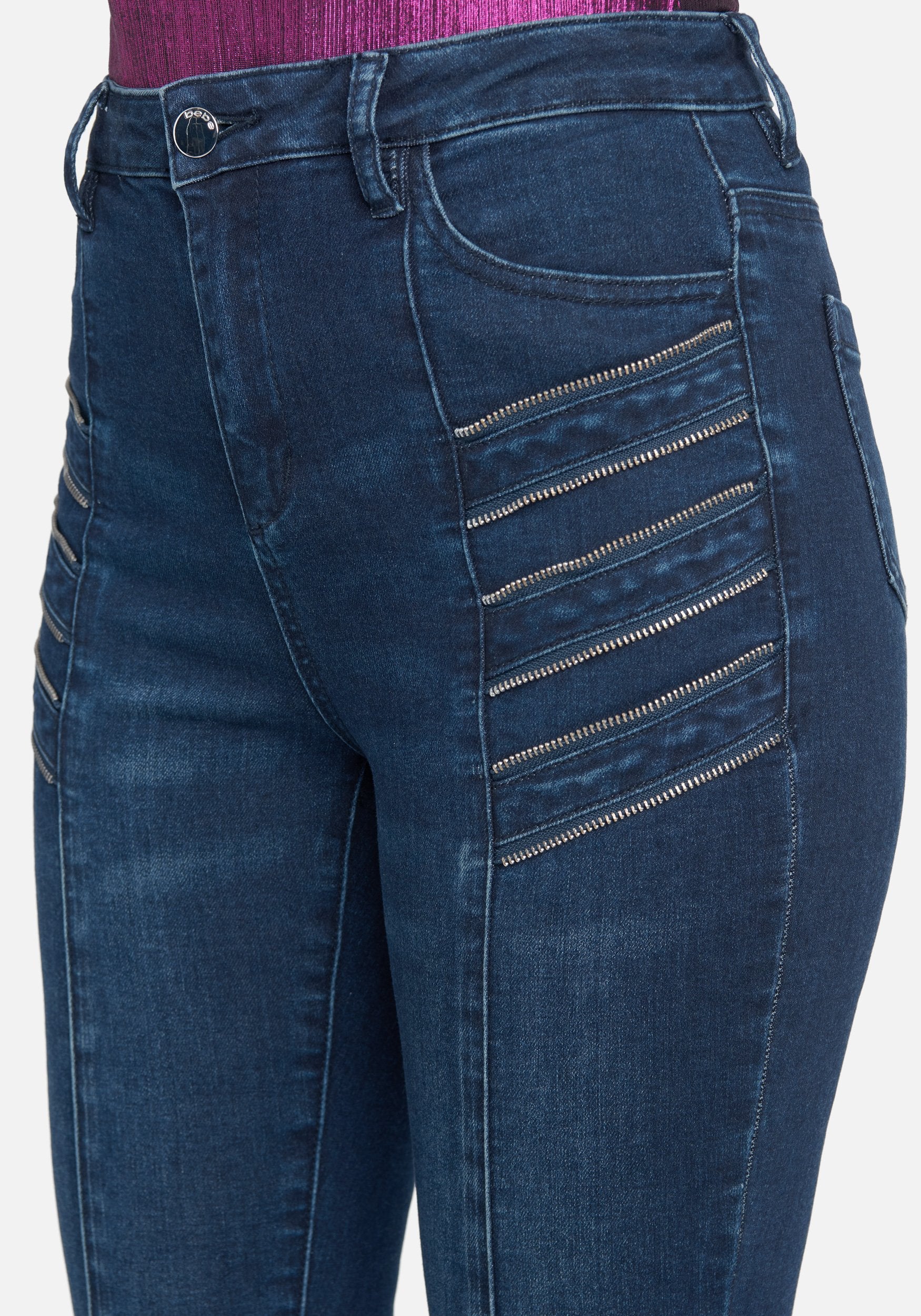 High Waist Twill Tape Slim Leg Jeans