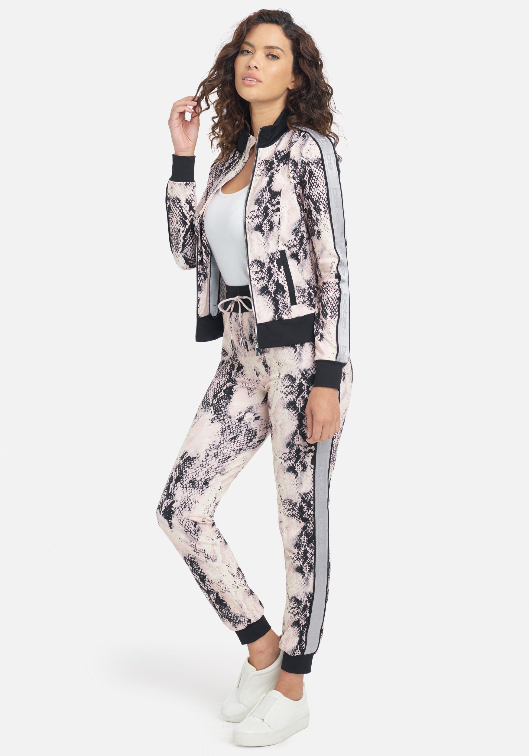 Snakeskin Printed Zip Up Jacket