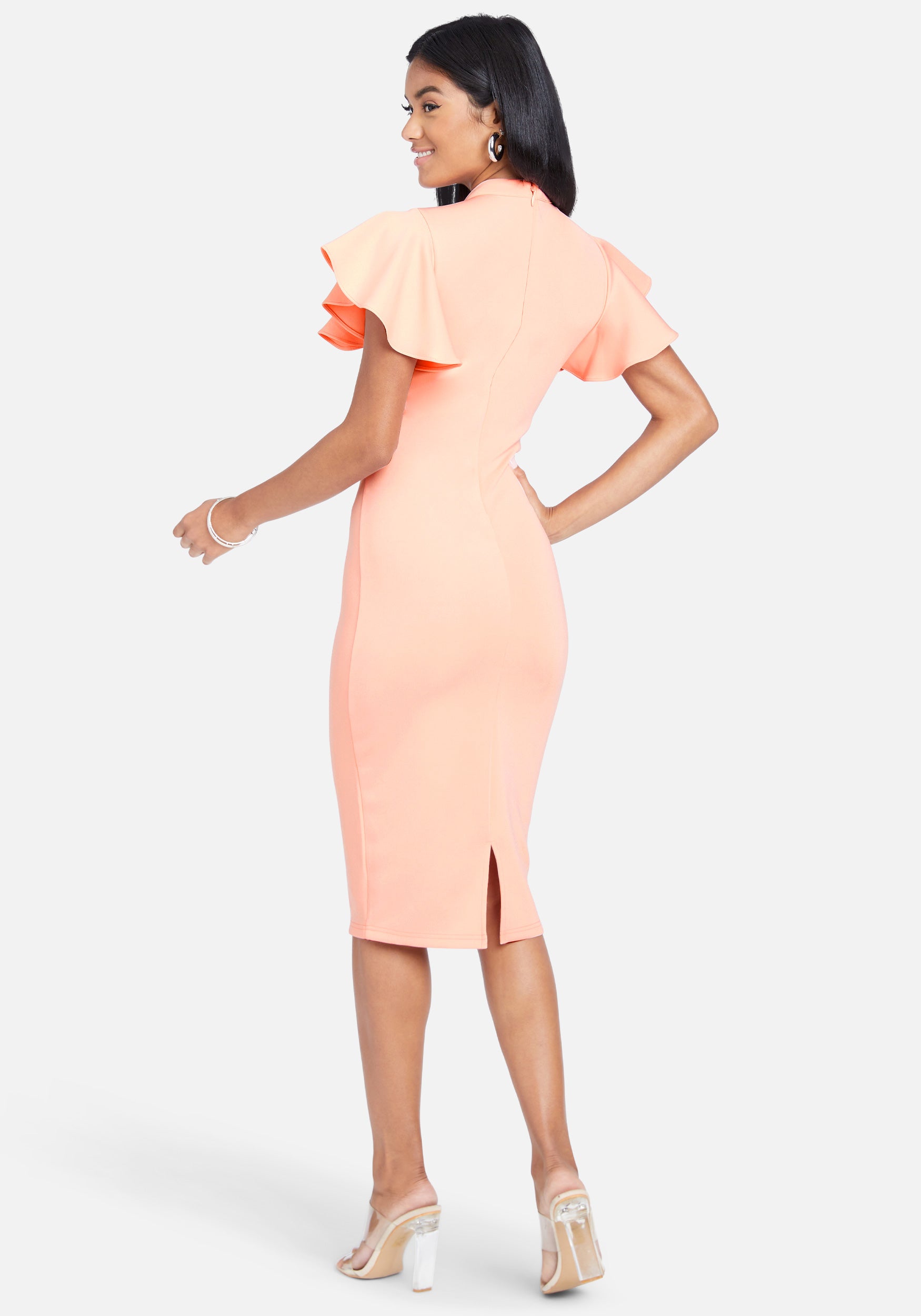 Flutter Mock Neck Knit Dress